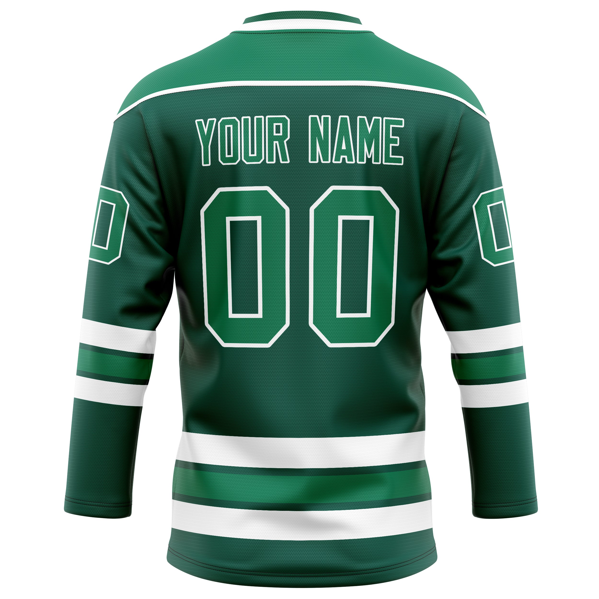 Personalized Green & White Solid Colour Hockey Jersey