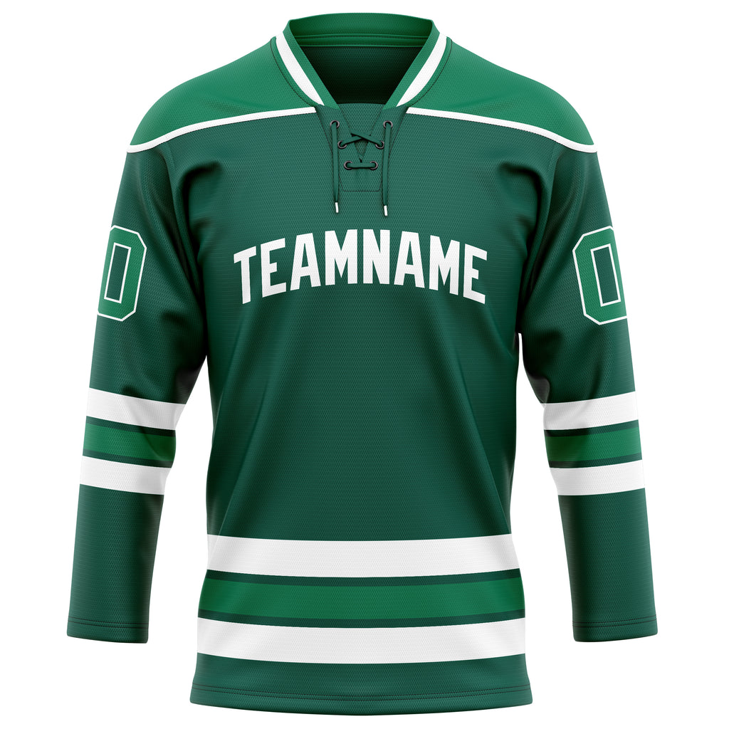 Personalized Green & White Solid Colour Hockey Jersey