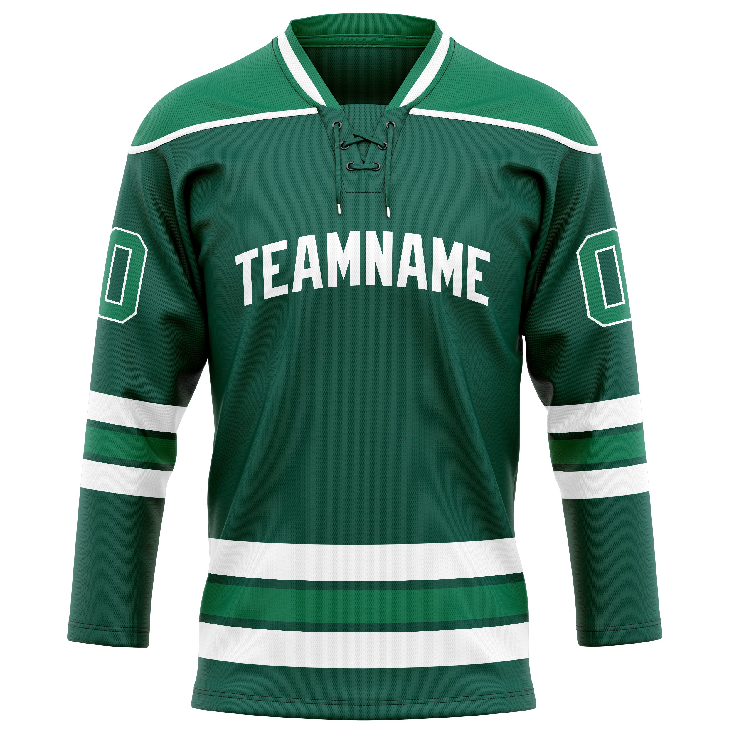 Personalized Green & White Solid Colour Hockey Jersey