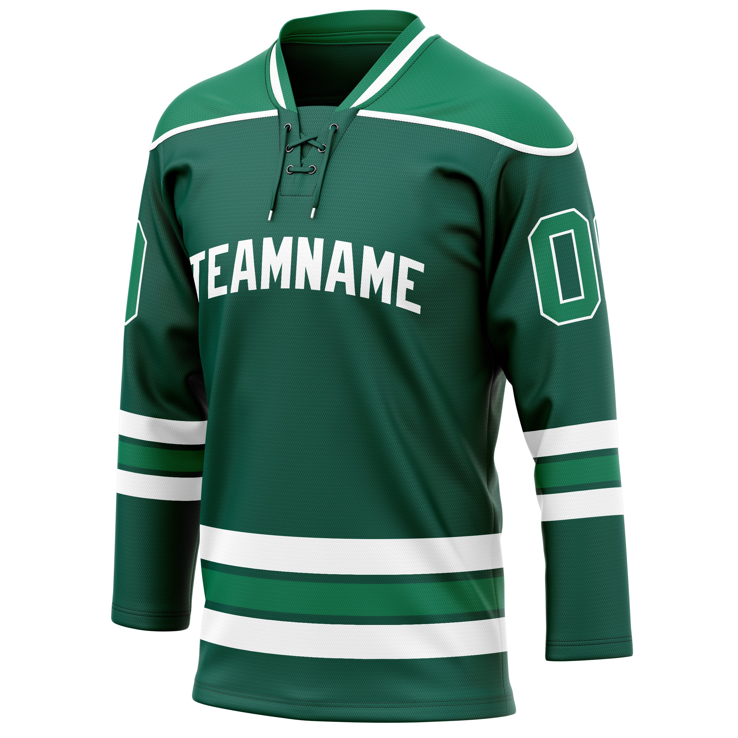 Personalized Green & White Solid Colour Hockey Jersey