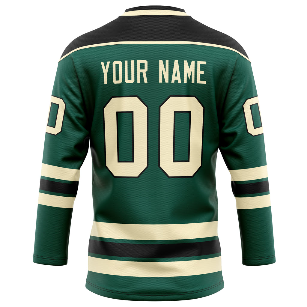 Personalized Green & Cream Solid Colour Hockey Jersey
