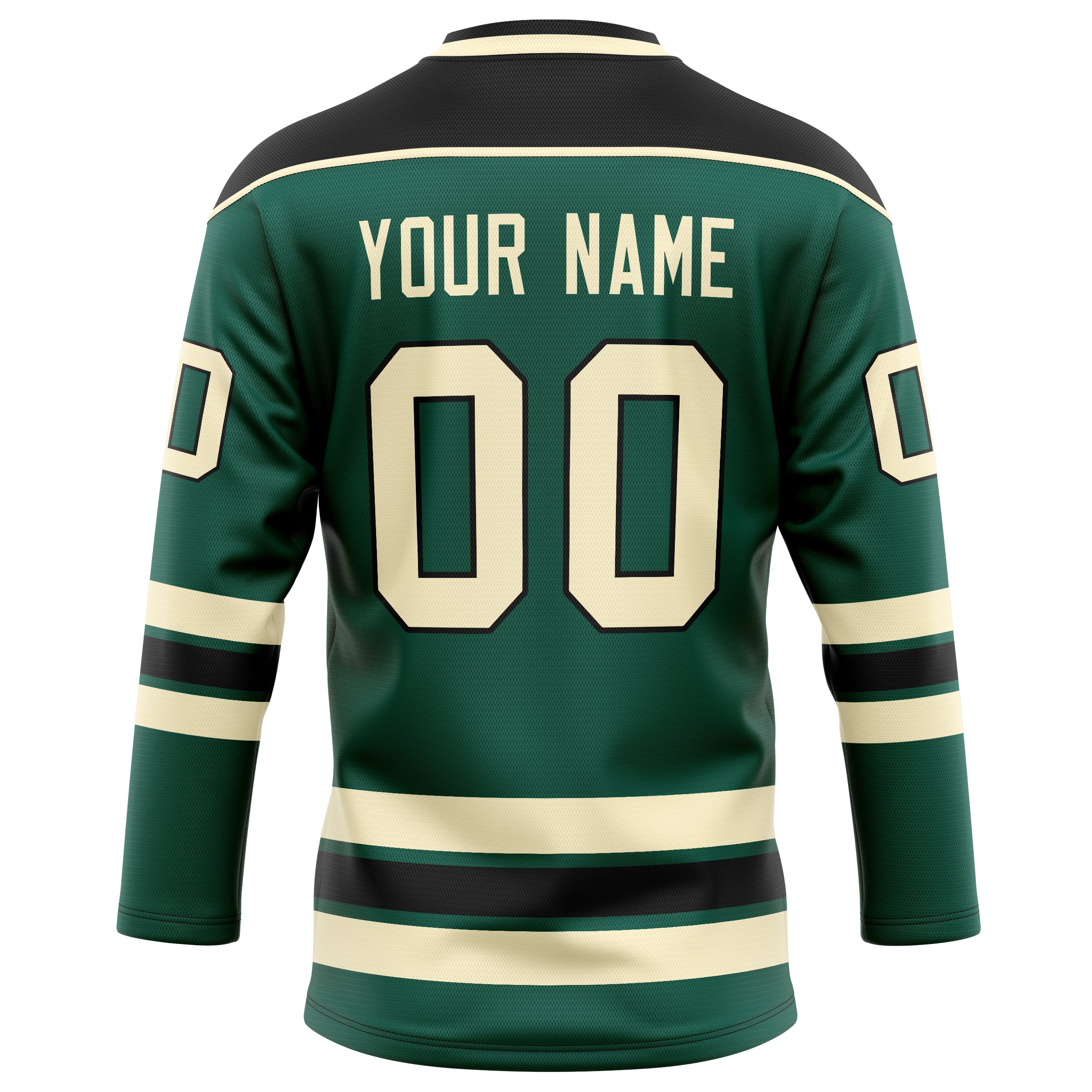 Personalized Green & Cream Solid Colour Hockey Jersey