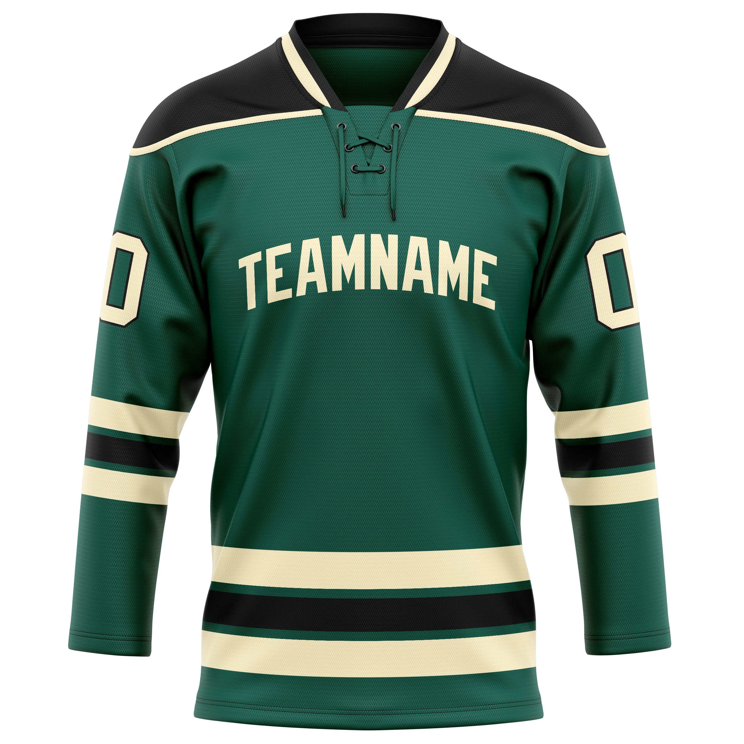 Personalized Green & Cream Solid Colour Hockey Jersey