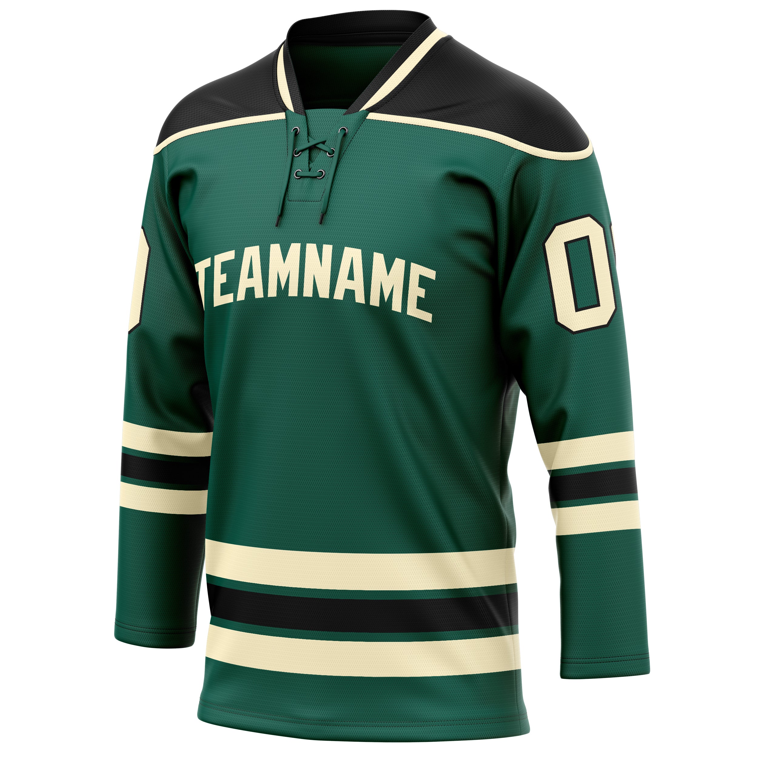 Personalized Green & Cream Solid Colour Hockey Jersey