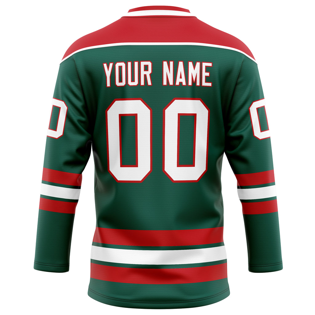 Personalized Green & Red Solid Colour Hockey Jersey