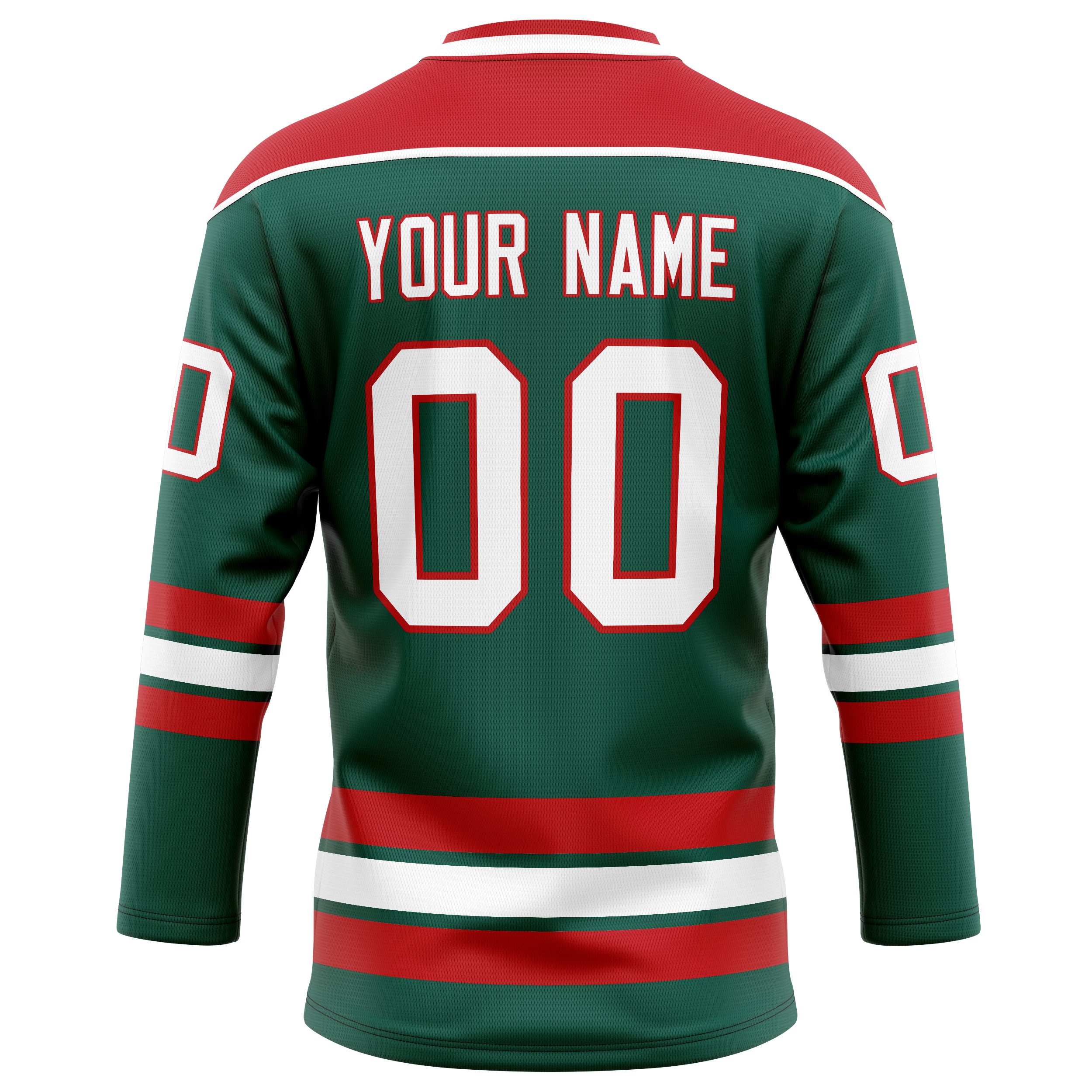 Personalized Green & Red Solid Colour Hockey Jersey