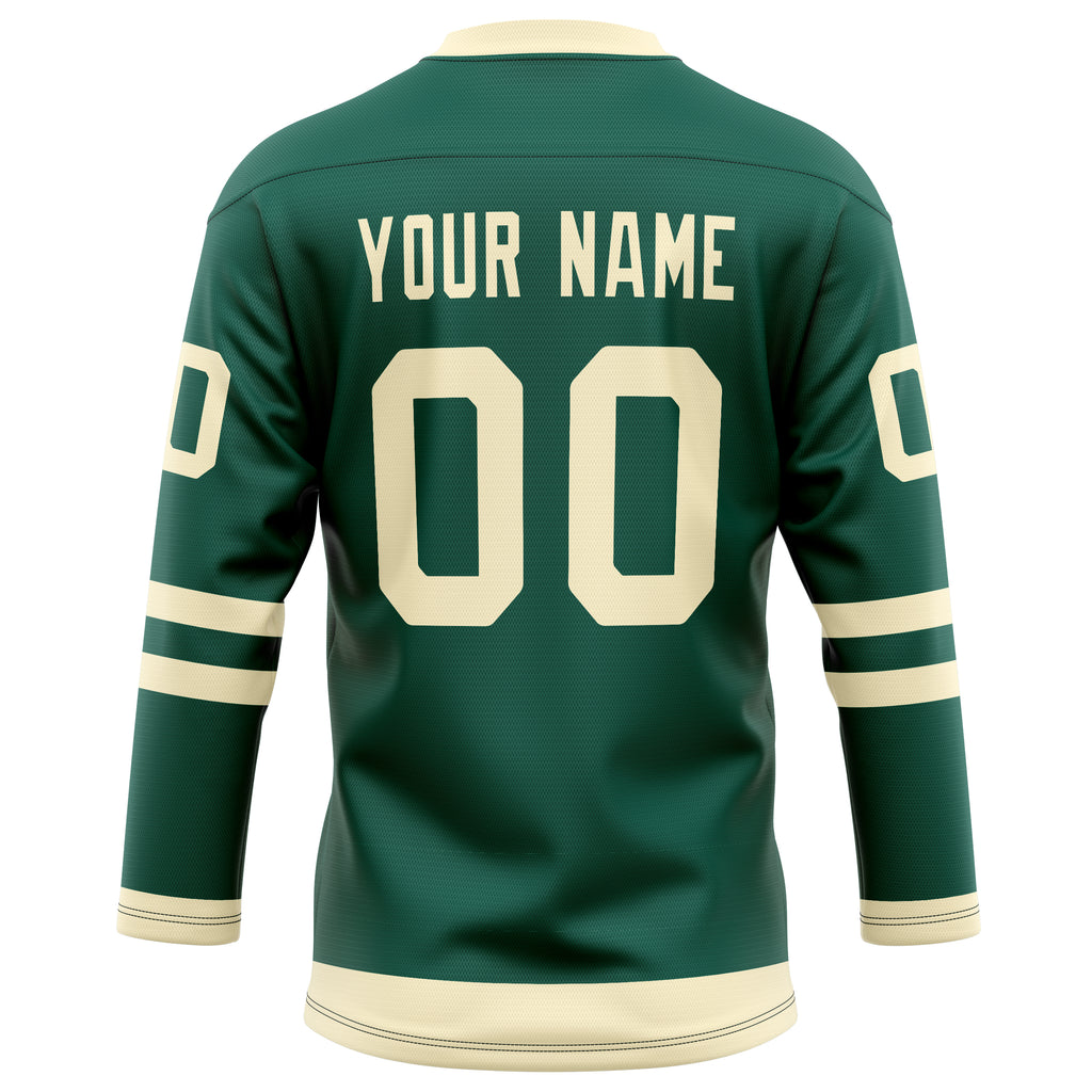 Personalized Green & Cream Solid Colour Hockey Jersey