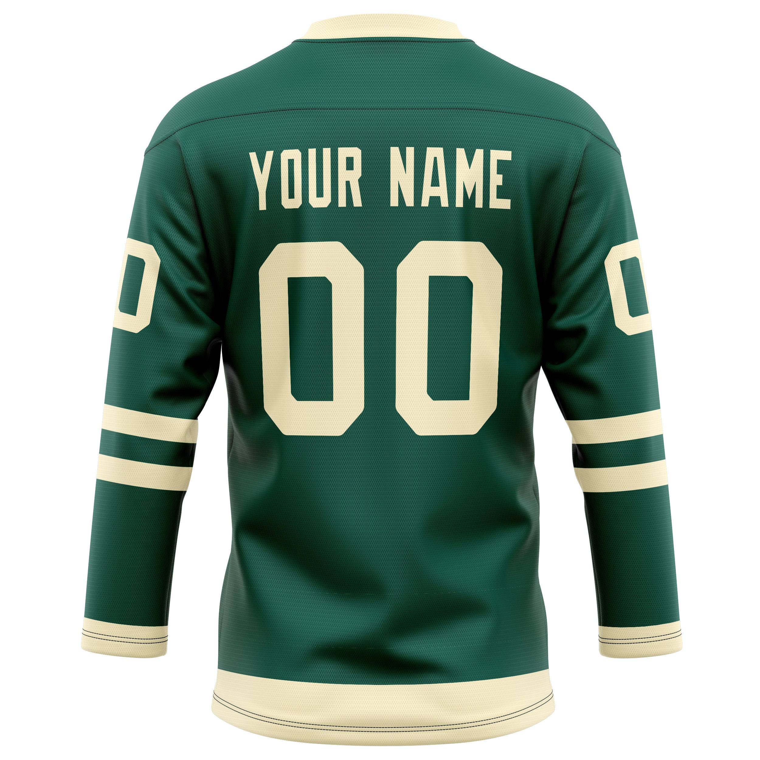 Personalized Green & Cream Solid Colour Hockey Jersey