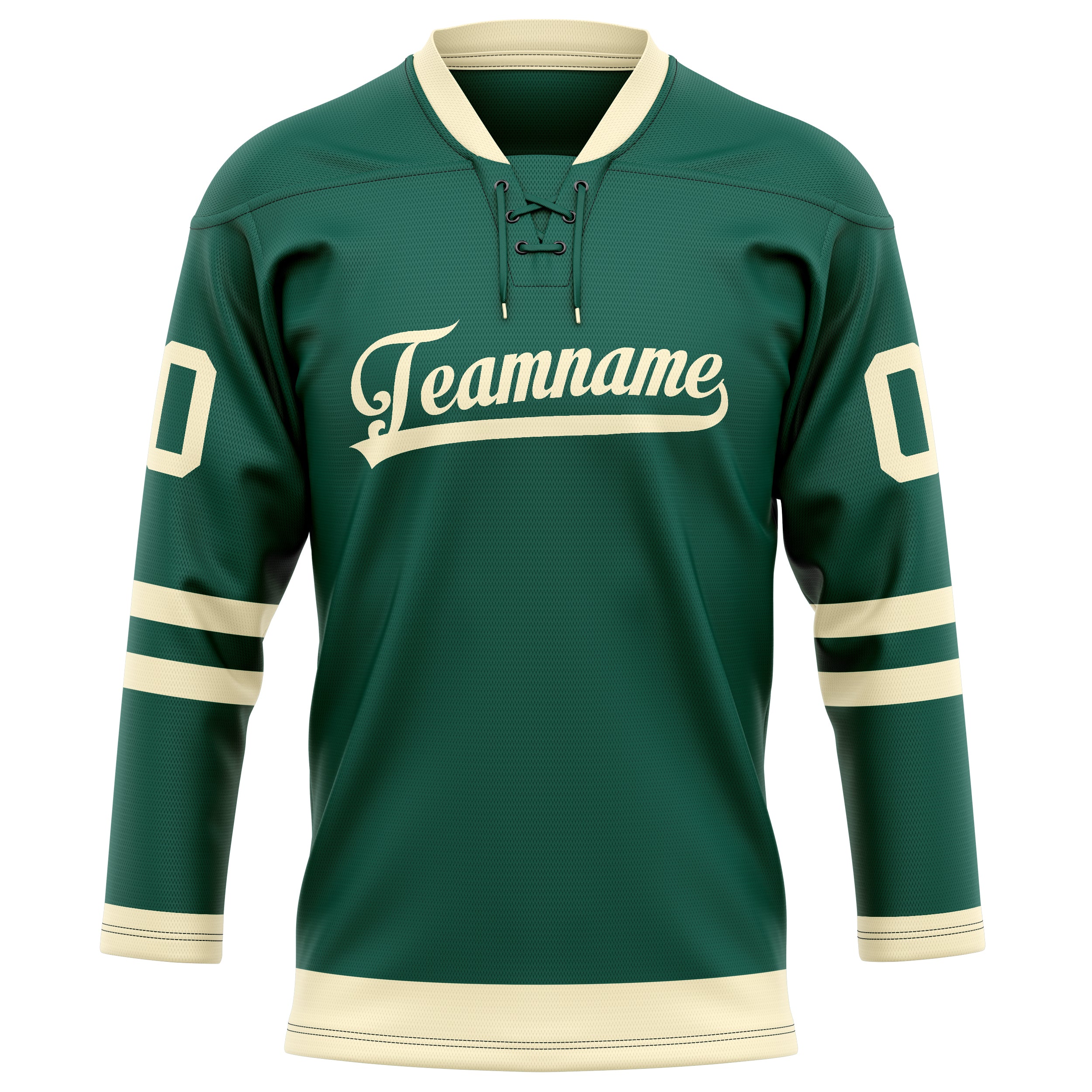 Personalized Green & Cream Solid Colour Hockey Jersey