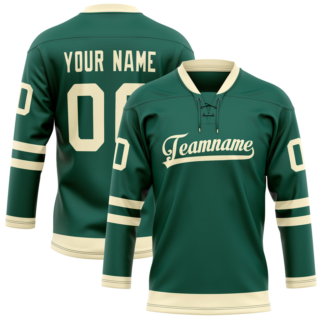 Personalized Green & Cream Solid Colour Hockey Jersey