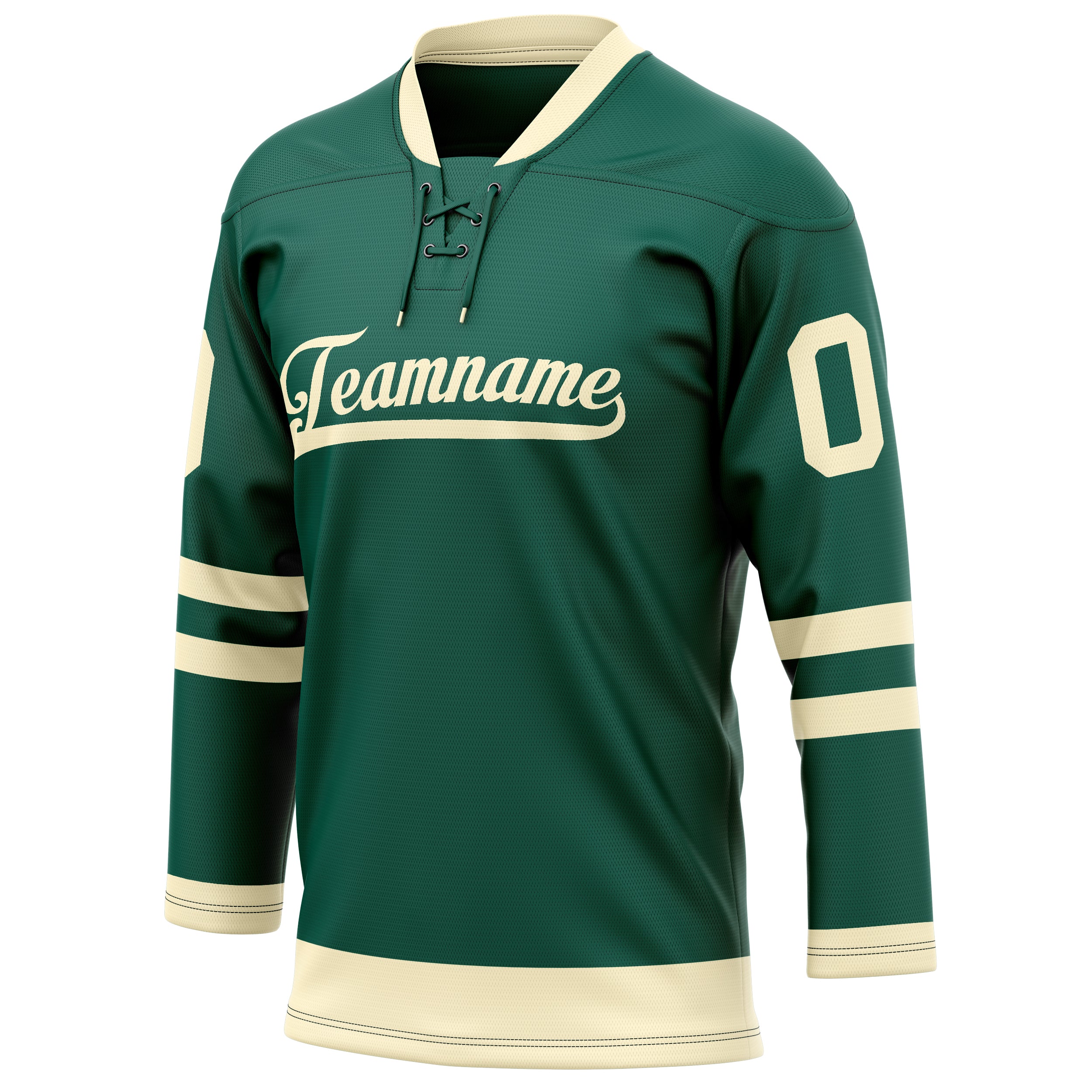 Personalized Green & Cream Solid Colour Hockey Jersey