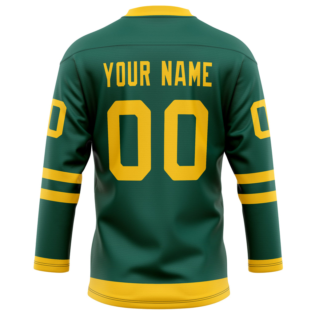 Personalized Green & Gold Solid Colour Hockey Jersey