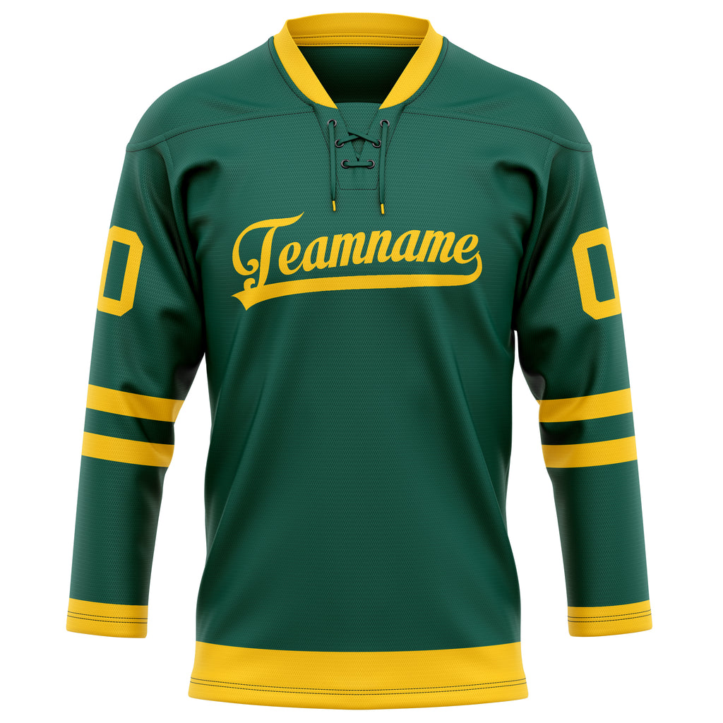 Personalized Green & Gold Solid Colour Hockey Jersey
