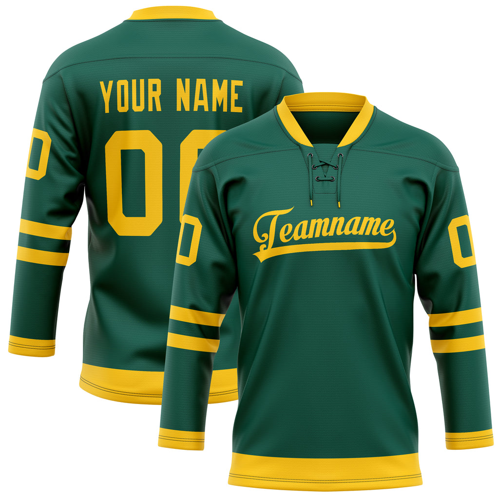 Personalized Green & Gold Solid Colour Hockey Jersey