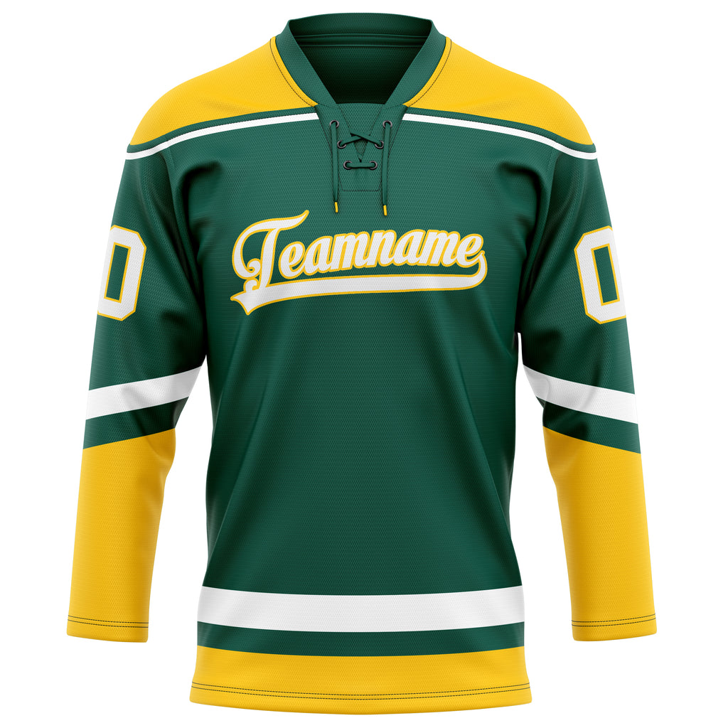 Personalized Green & Gold Solid Colour Hockey Jersey