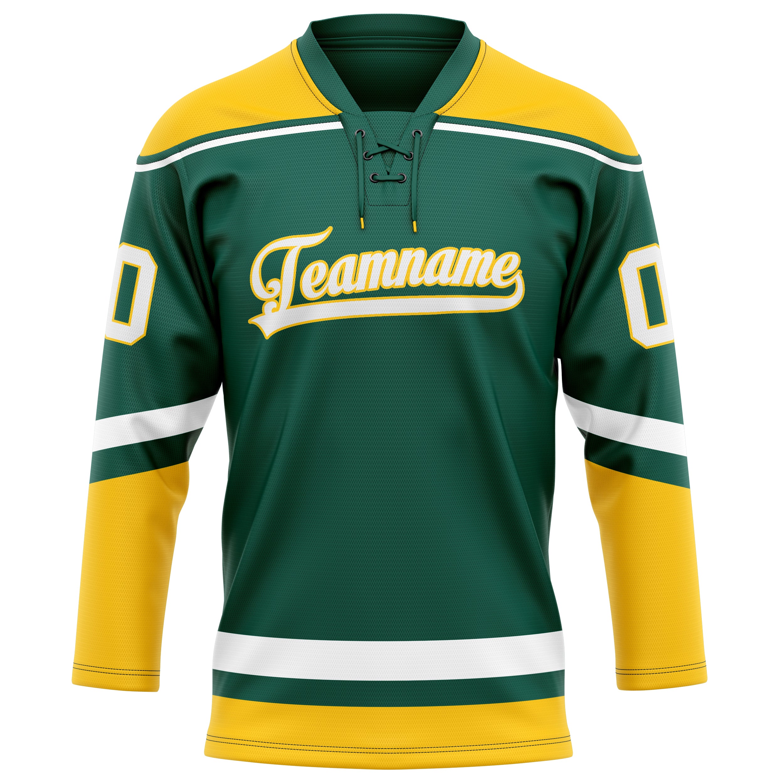 Personalized Green & Gold Solid Colour Hockey Jersey