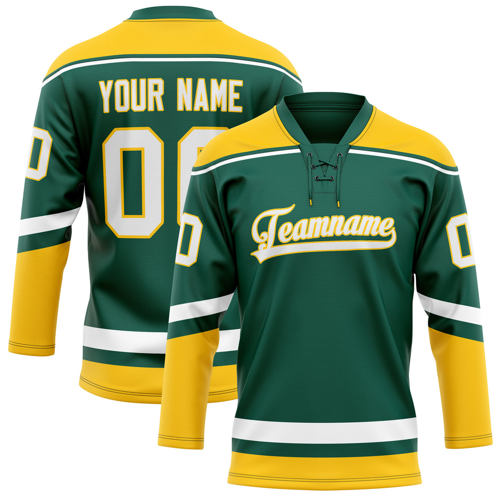 Personalized Green & Gold Solid Colour Hockey Jersey