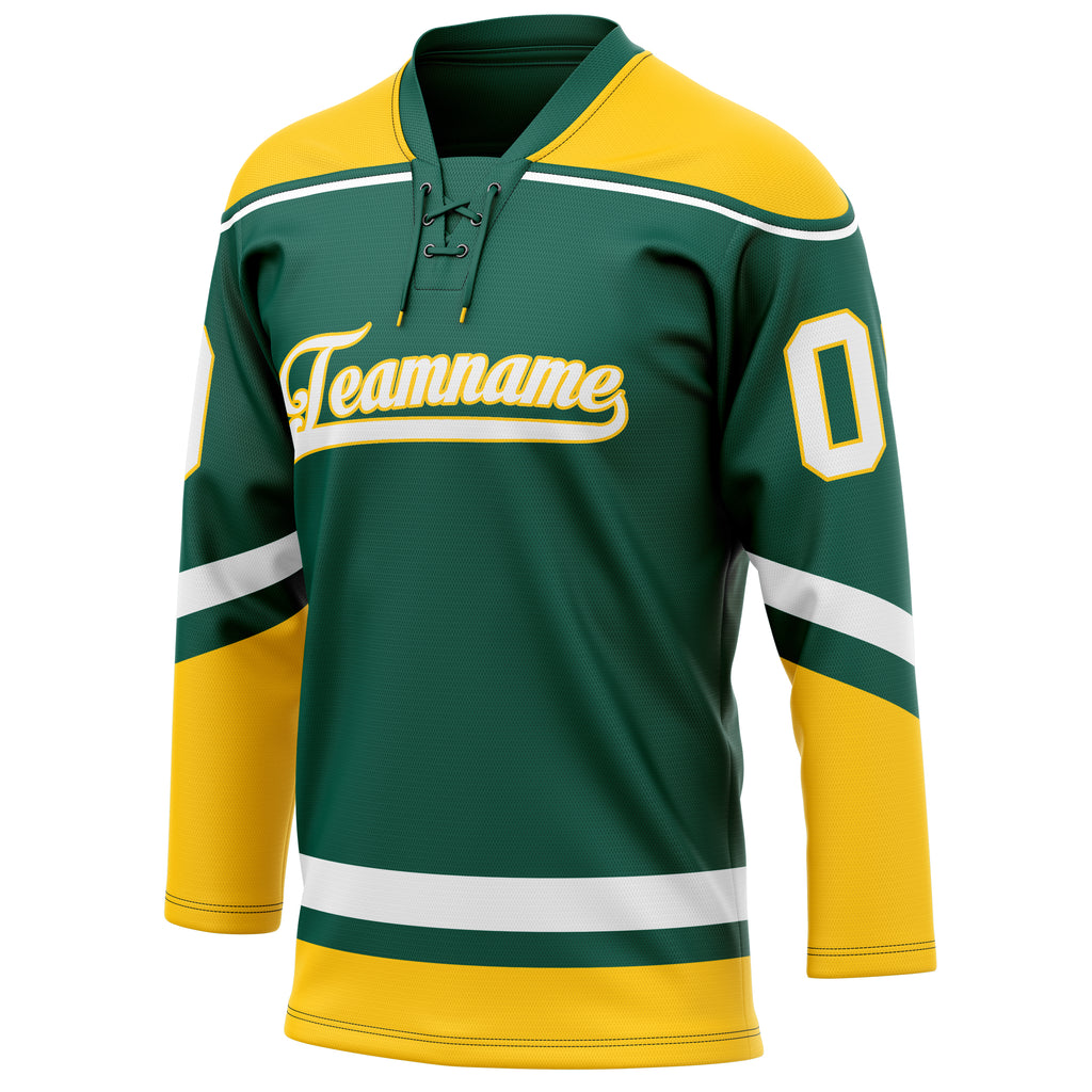 Personalized Green & Gold Solid Colour Hockey Jersey