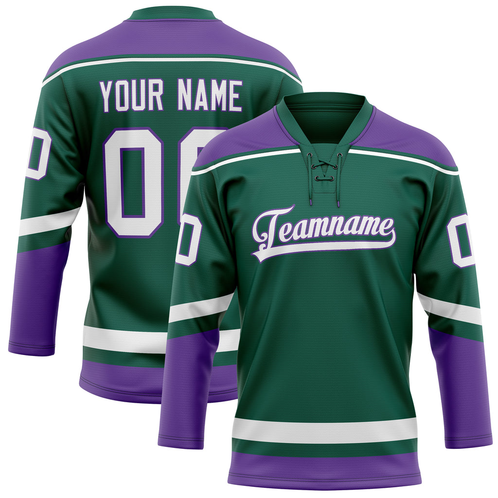 Personalized Green & Purple Solid Colour Hockey Jersey