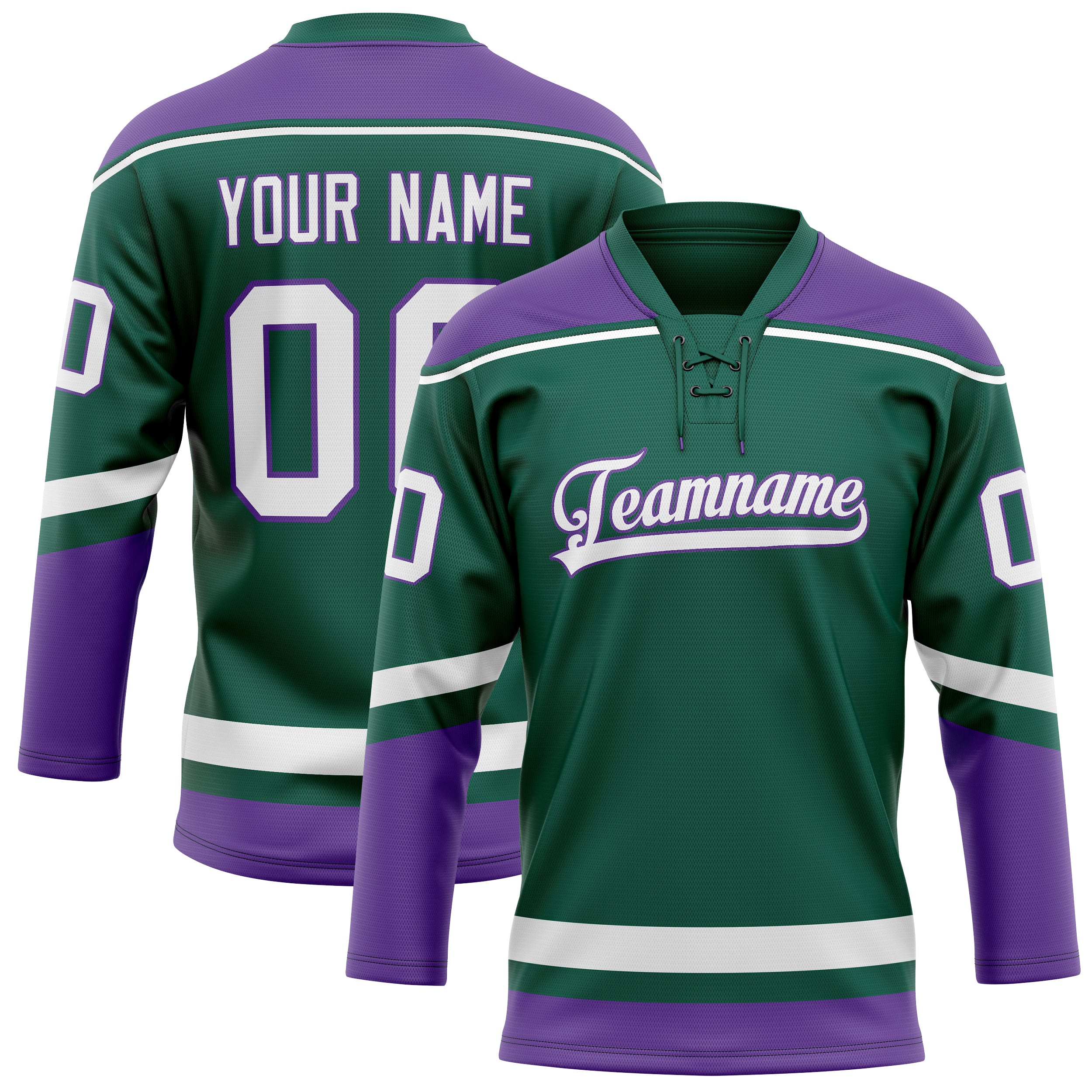 Personalized Green & Purple Solid Colour Hockey Jersey