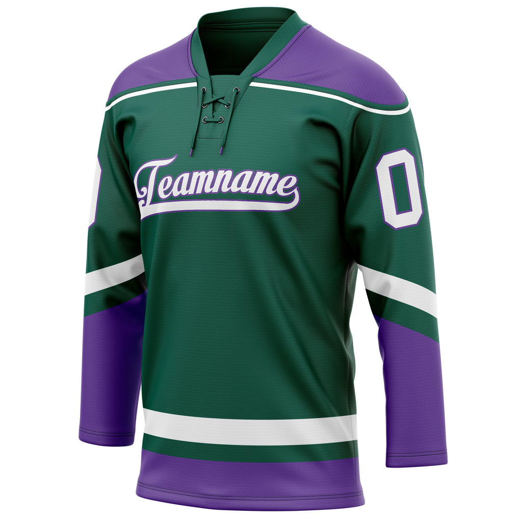 Personalized Green & Purple Solid Colour Hockey Jersey