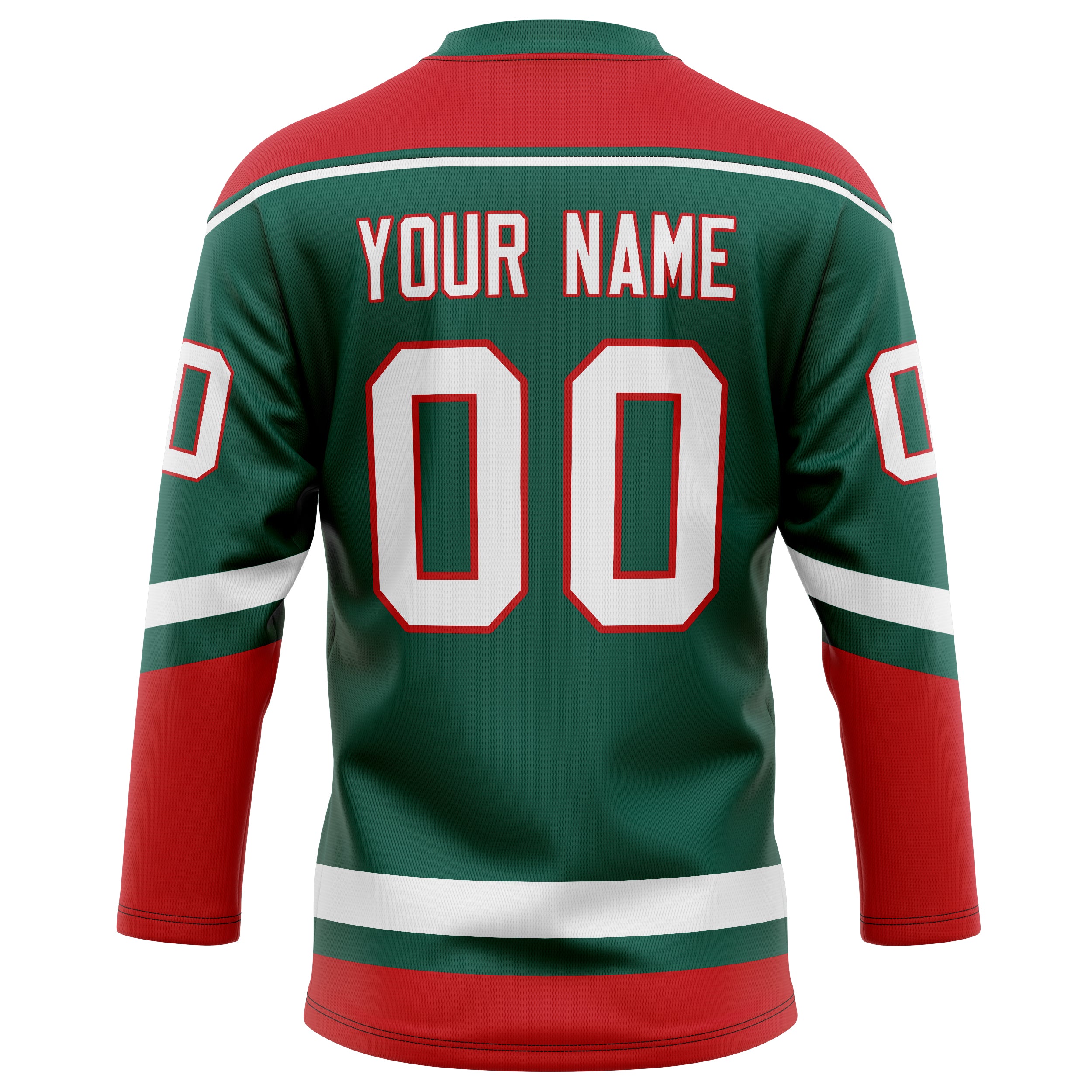 Personalized Green & Red Solid Colour Hockey Jersey