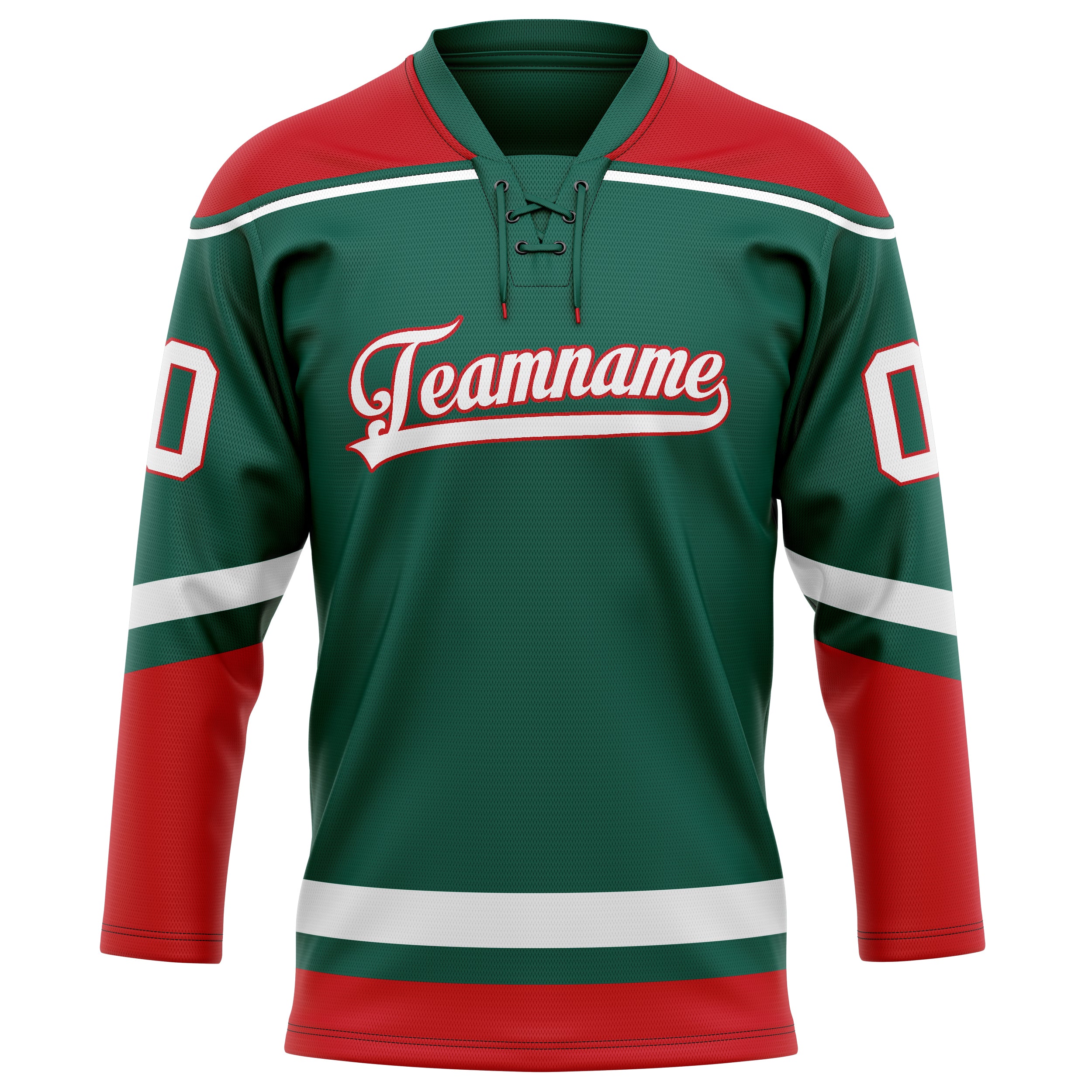 Personalized Green & Red Solid Colour Hockey Jersey