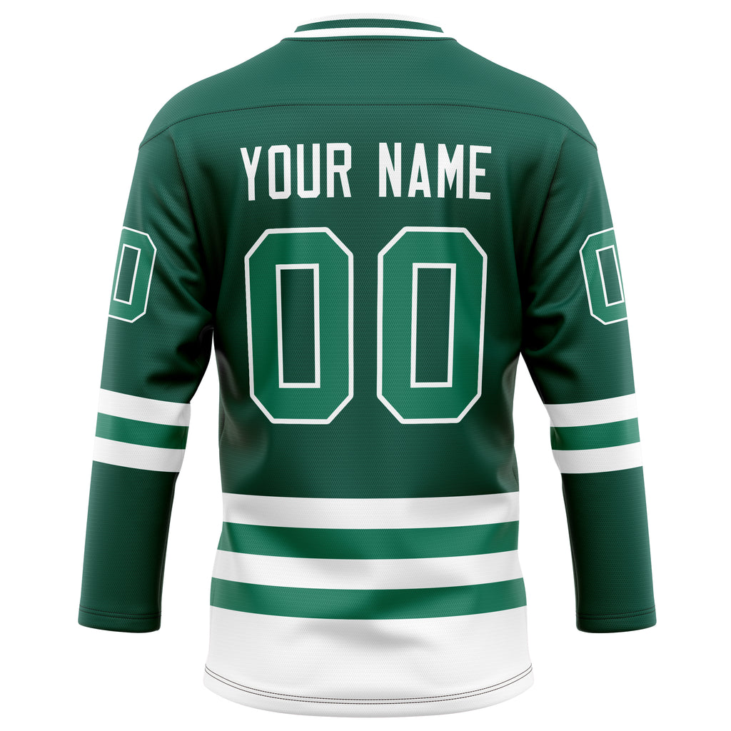 Personalized Green & White Solid Colour Hockey Jersey