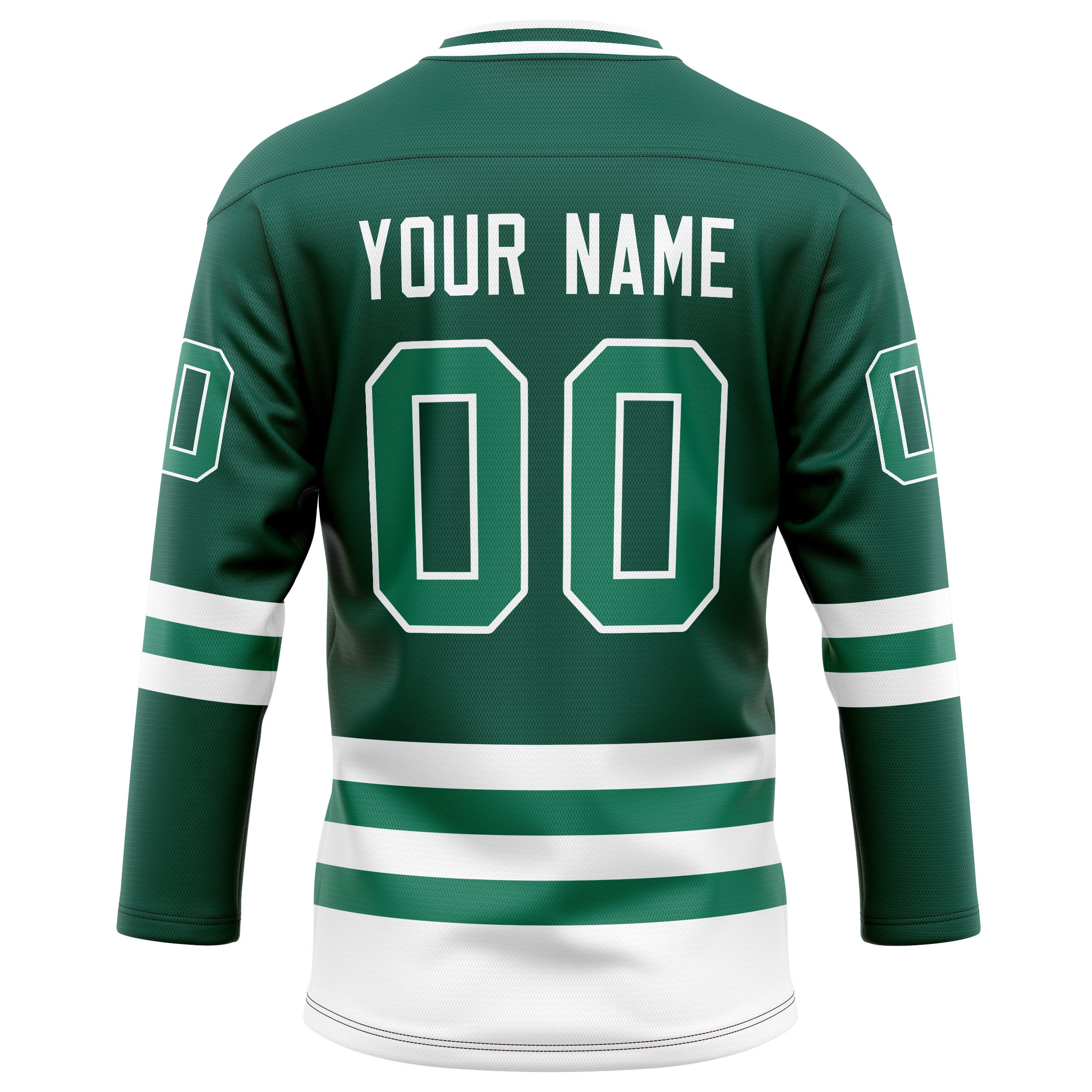 Personalized Green & White Solid Colour Hockey Jersey