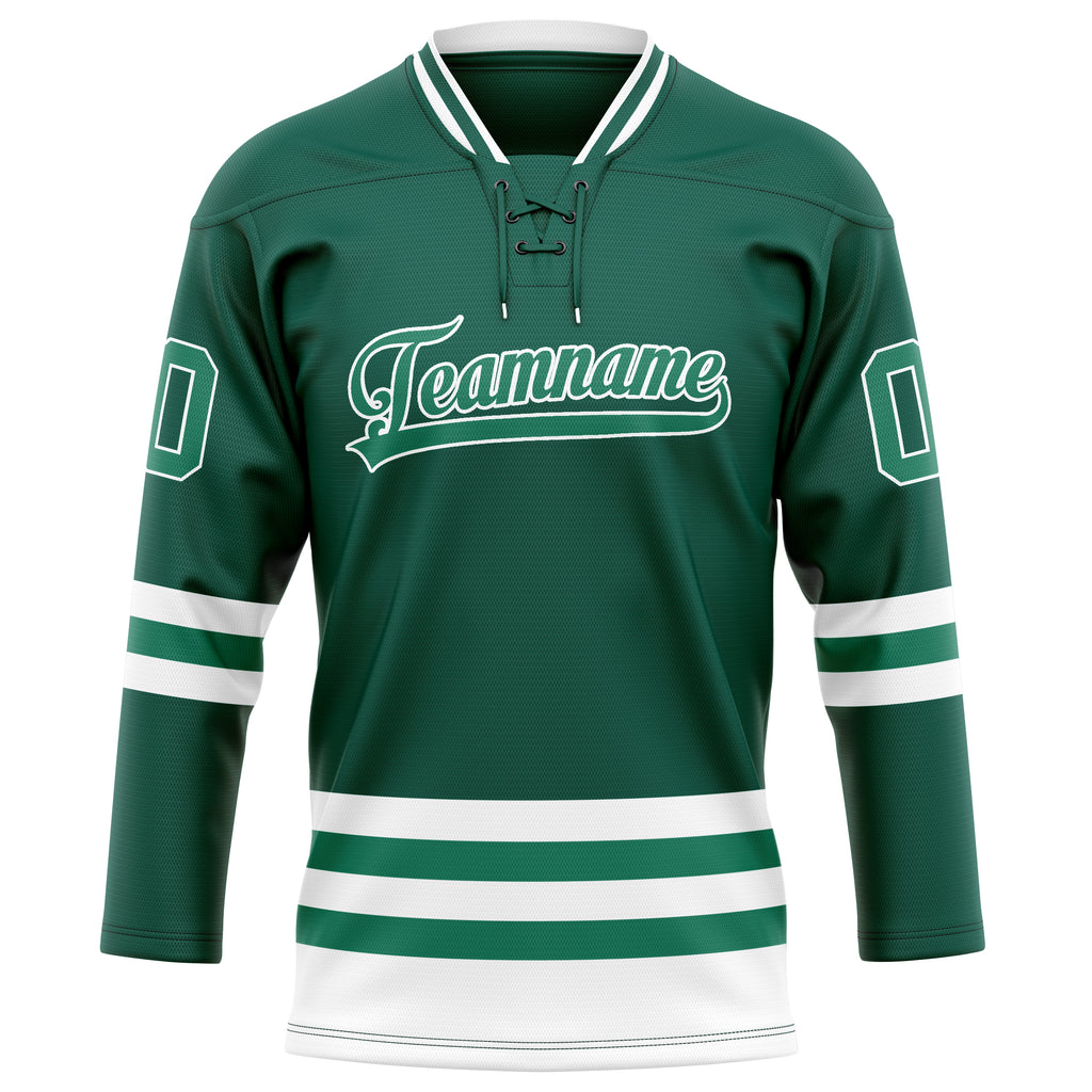 Personalized Green & White Solid Colour Hockey Jersey