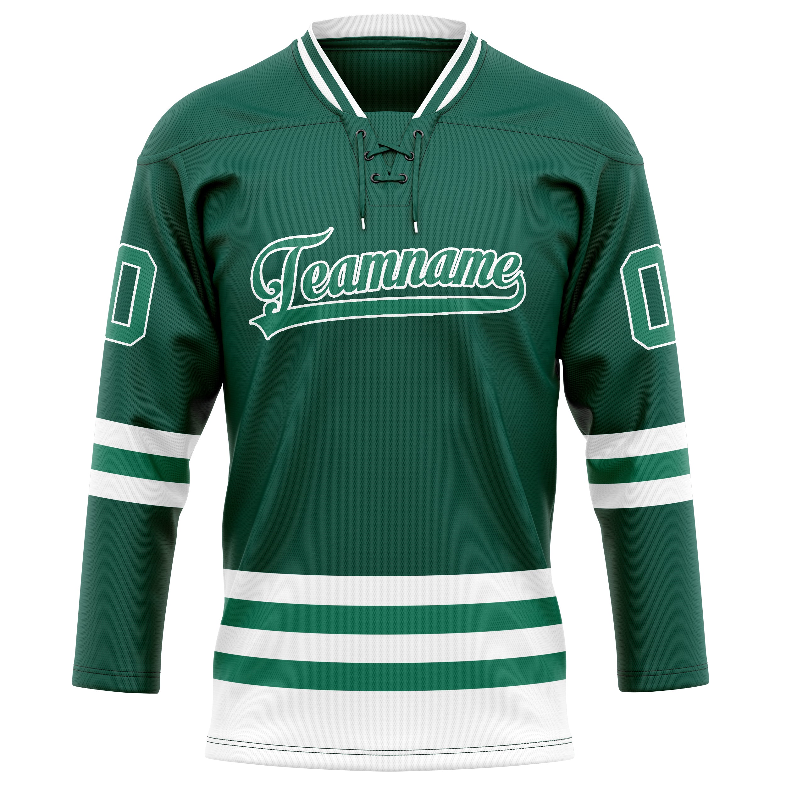 Personalized Green & White Solid Colour Hockey Jersey