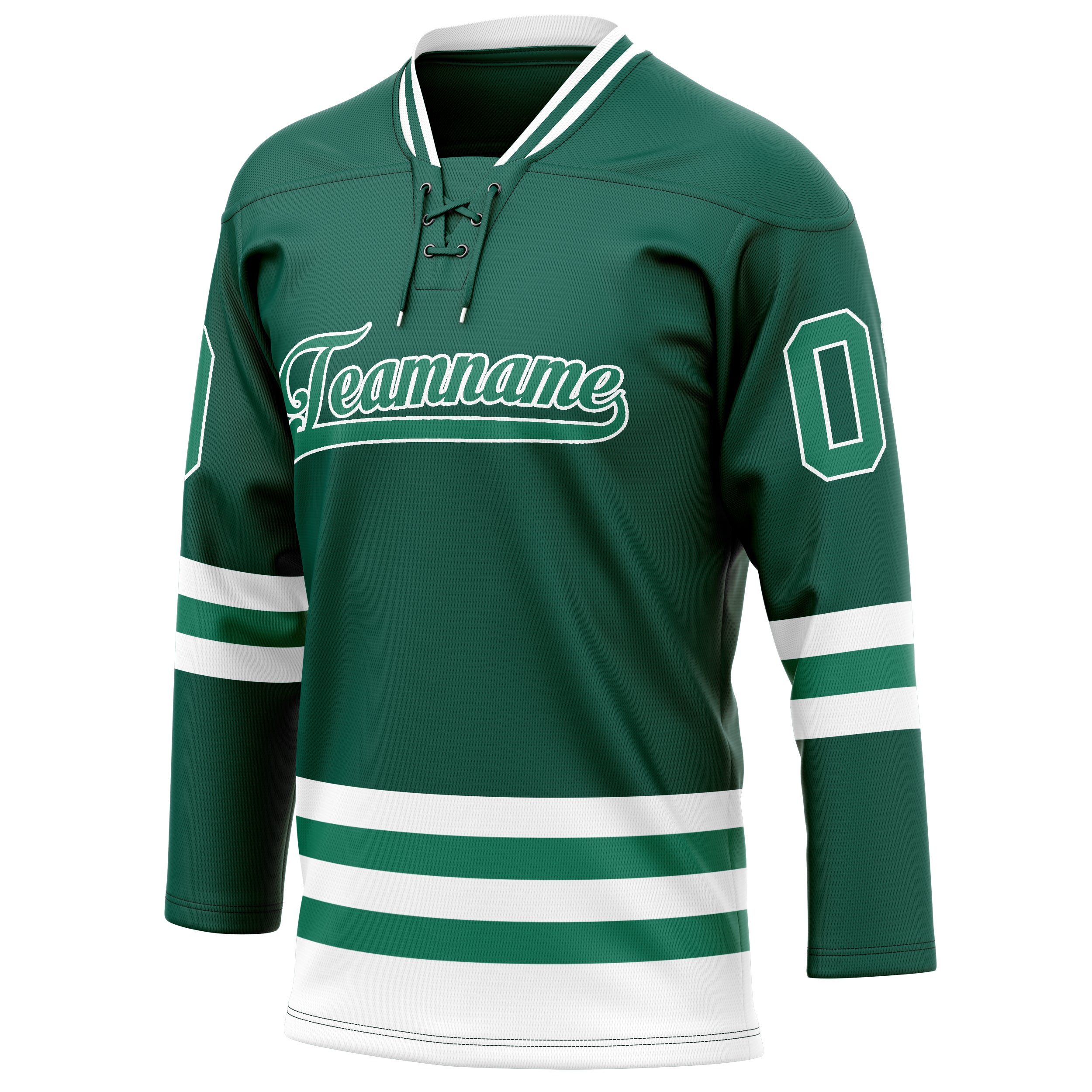 Personalized Green & White Solid Colour Hockey Jersey