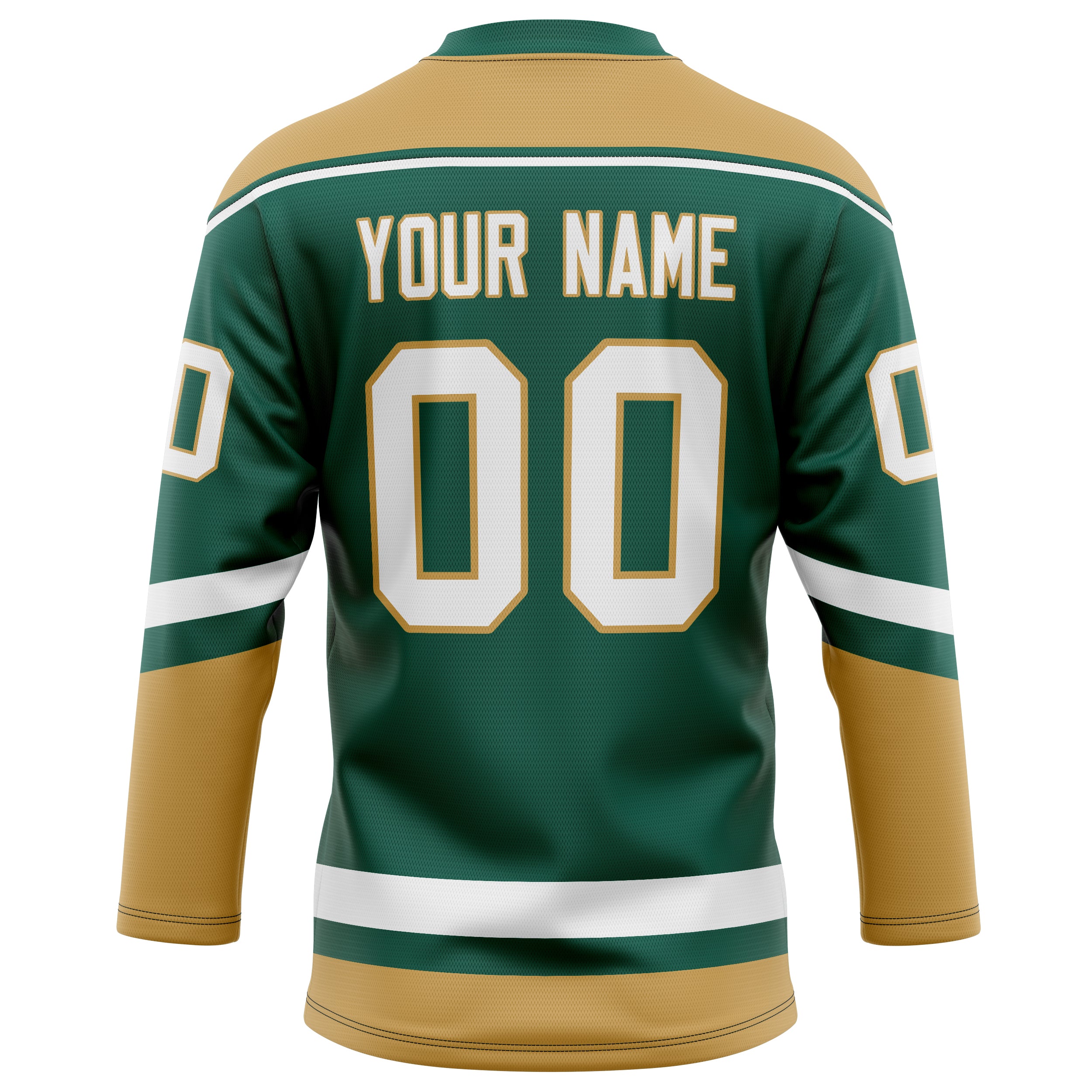 Personalized Green & Old Gold Solid Colour Hockey Jersey