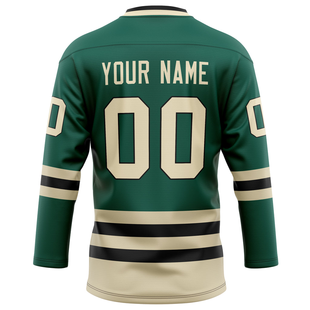 Personalized Green & Cream Solid Colour Hockey Jersey