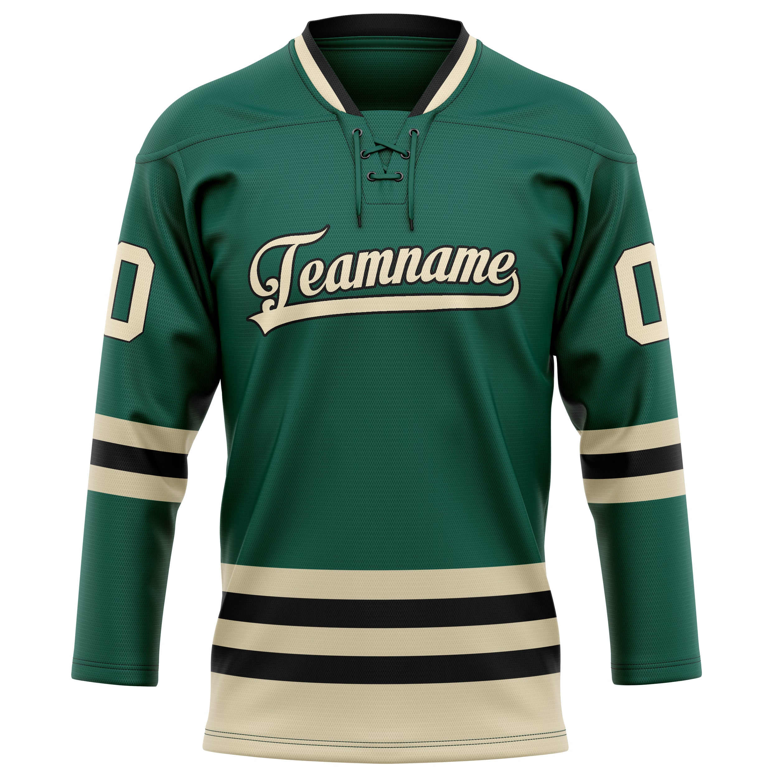 Personalized Green & Cream Solid Colour Hockey Jersey