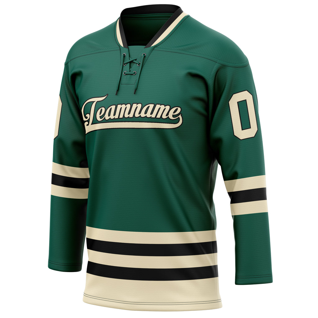 Personalized Green & Cream Solid Colour Hockey Jersey