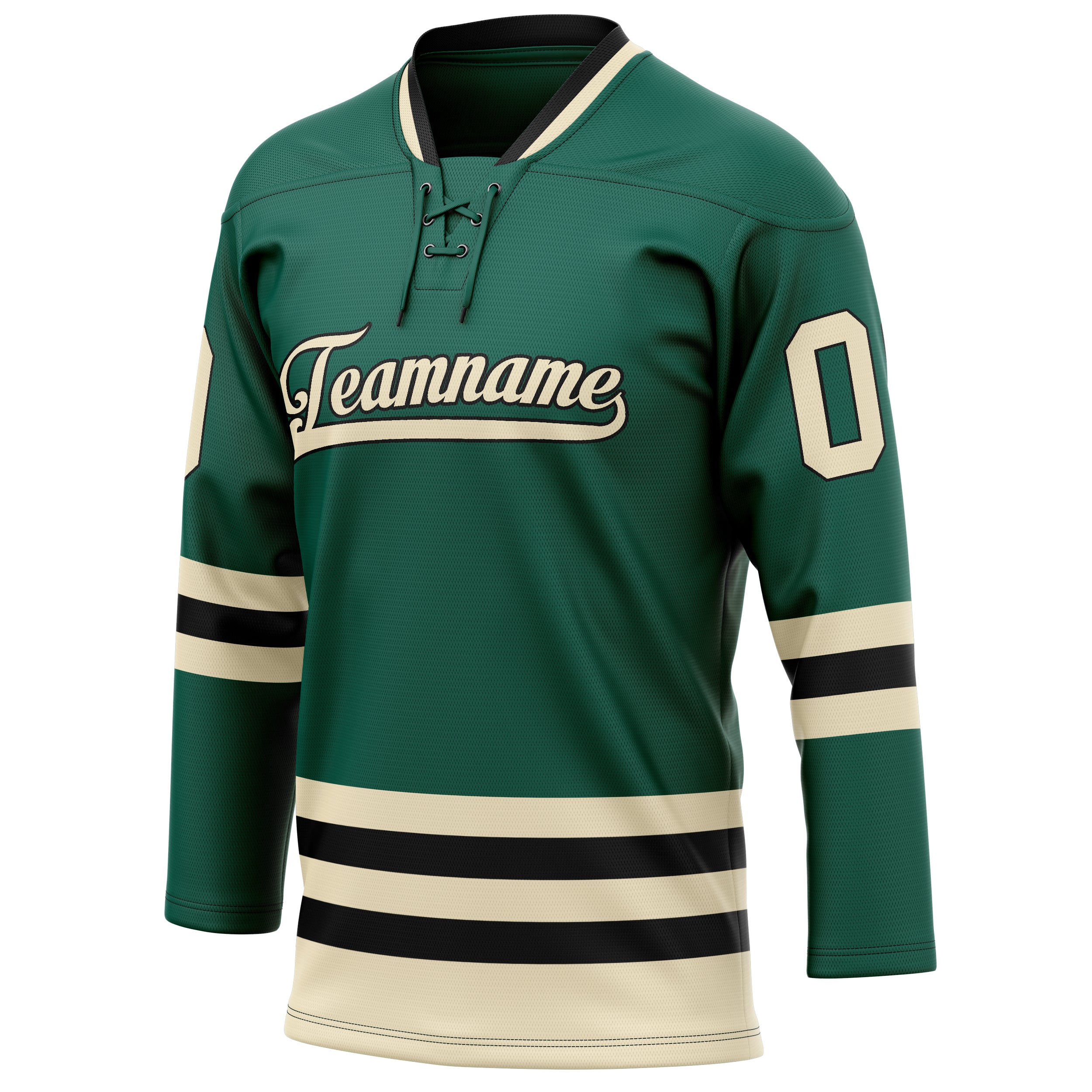 Personalized Green & Cream Solid Colour Hockey Jersey