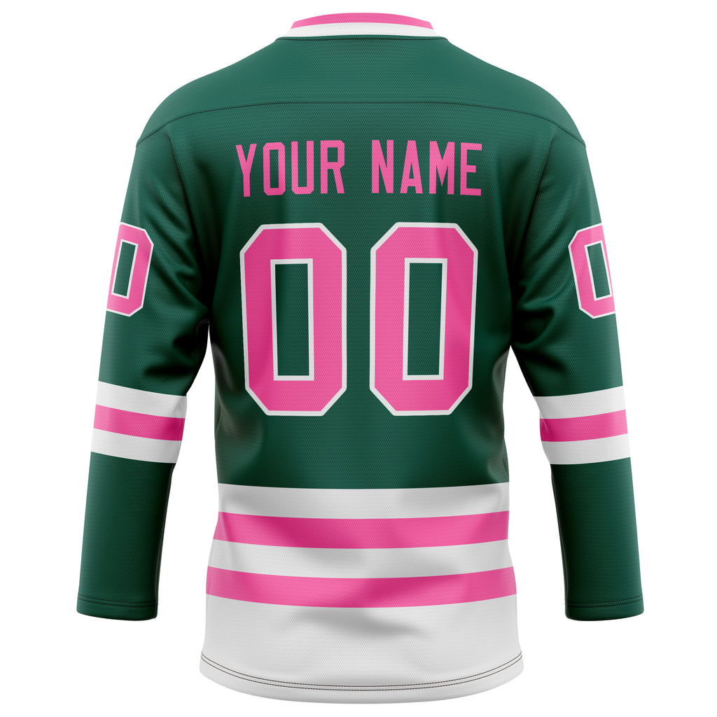 Personalized Green & Pink Solid Colour Hockey Jersey