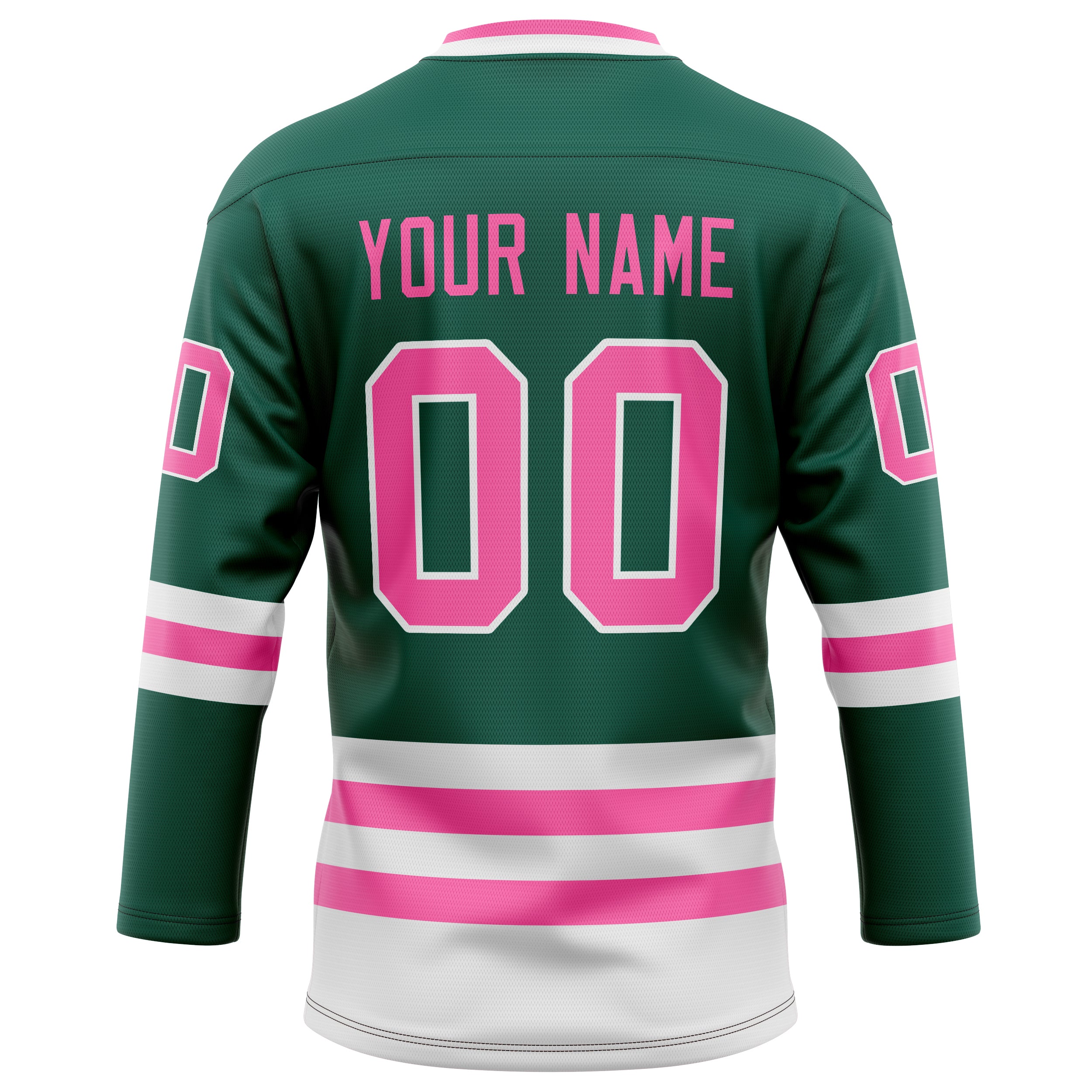 Personalized Green & Pink Solid Colour Hockey Jersey