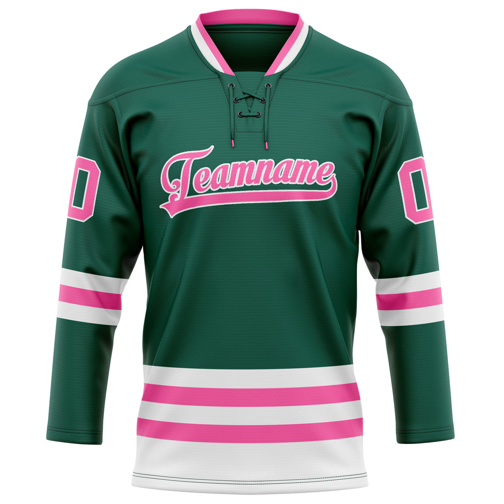 Personalized Green & Pink Solid Colour Hockey Jersey