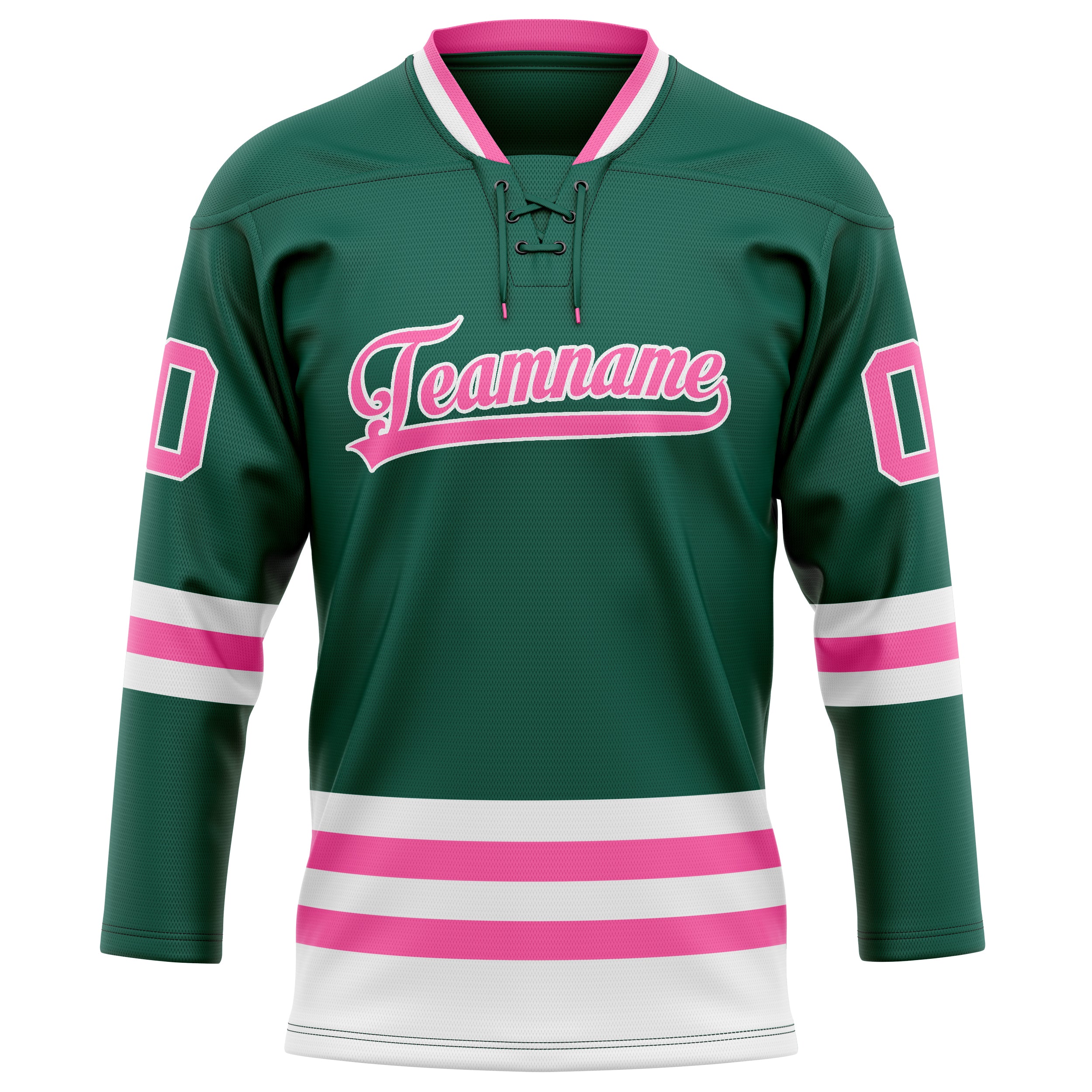 Personalized Green & Pink Solid Colour Hockey Jersey