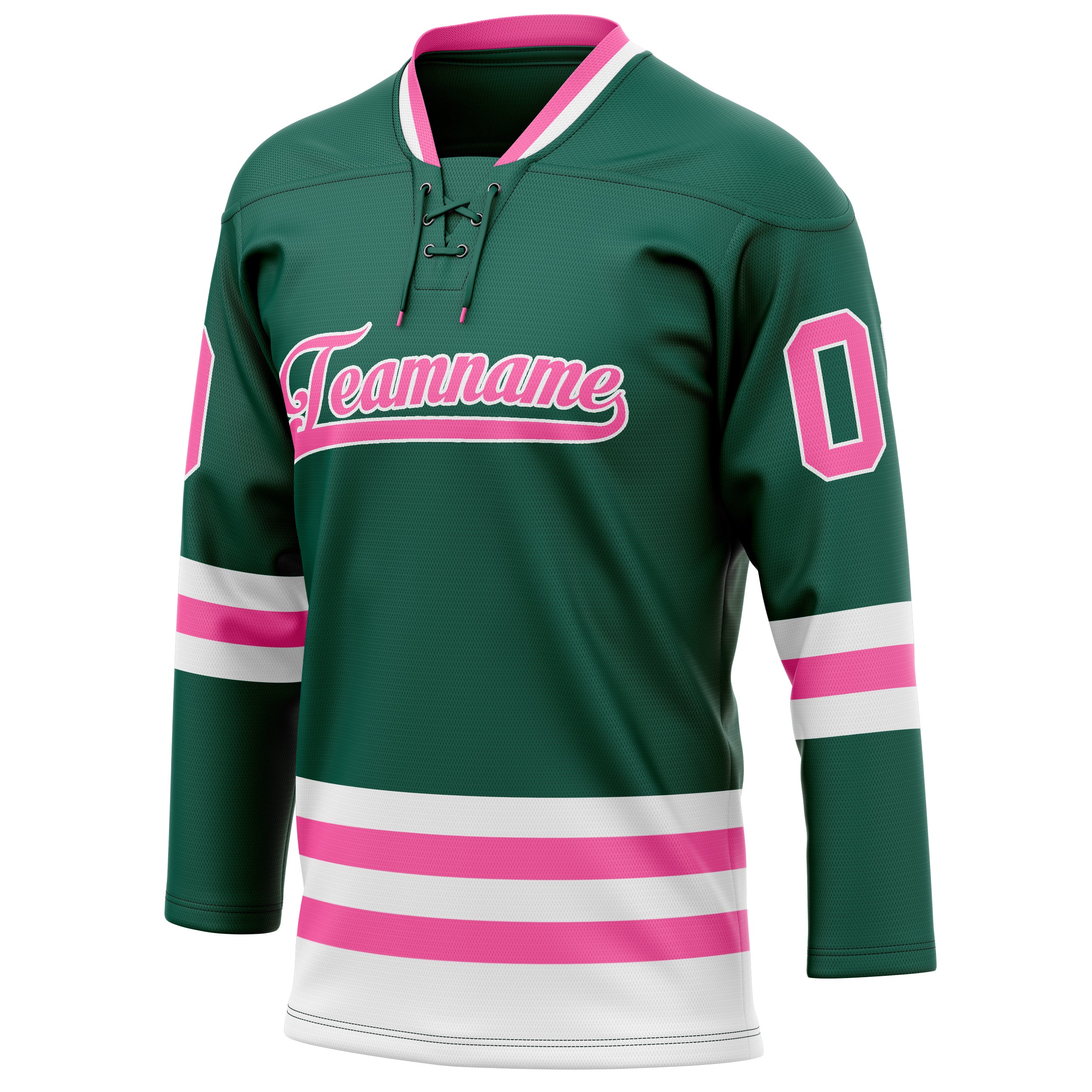 Personalized Green & Pink Solid Colour Hockey Jersey
