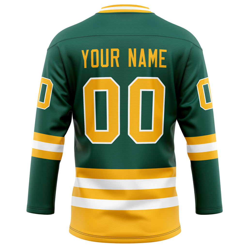 Personalized Green & Gold Solid Colour Hockey Jersey