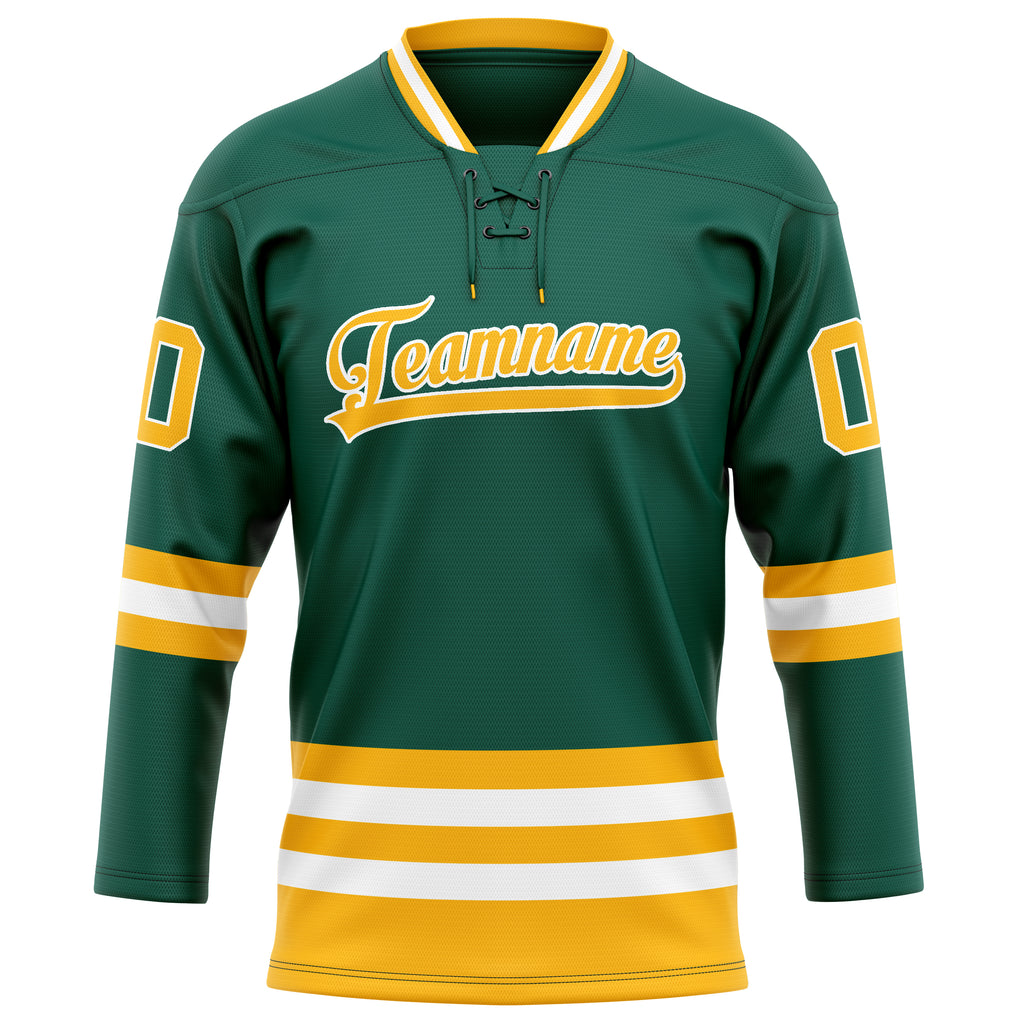 Personalized Green & Gold Solid Colour Hockey Jersey