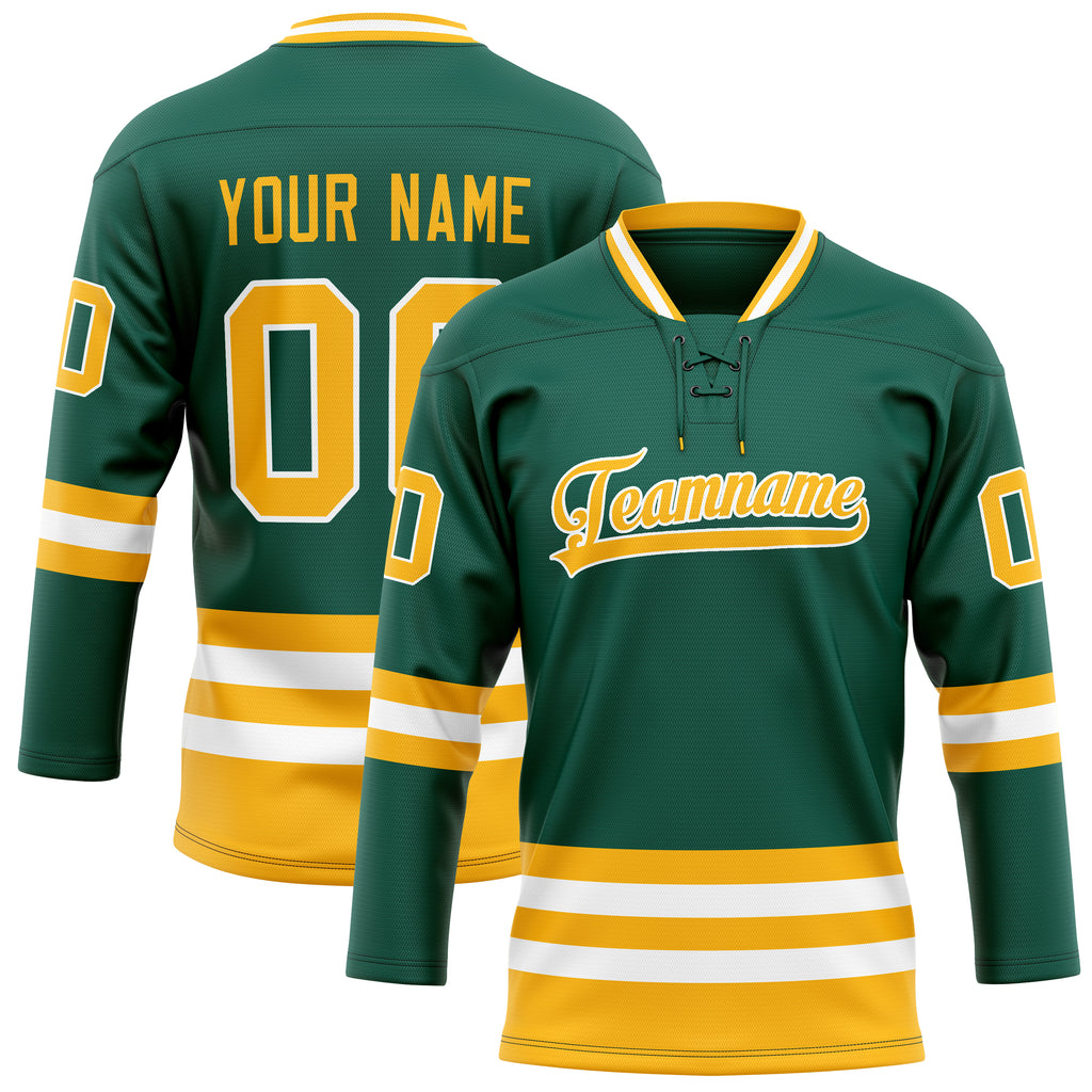 Personalized Green & Gold Solid Colour Hockey Jersey