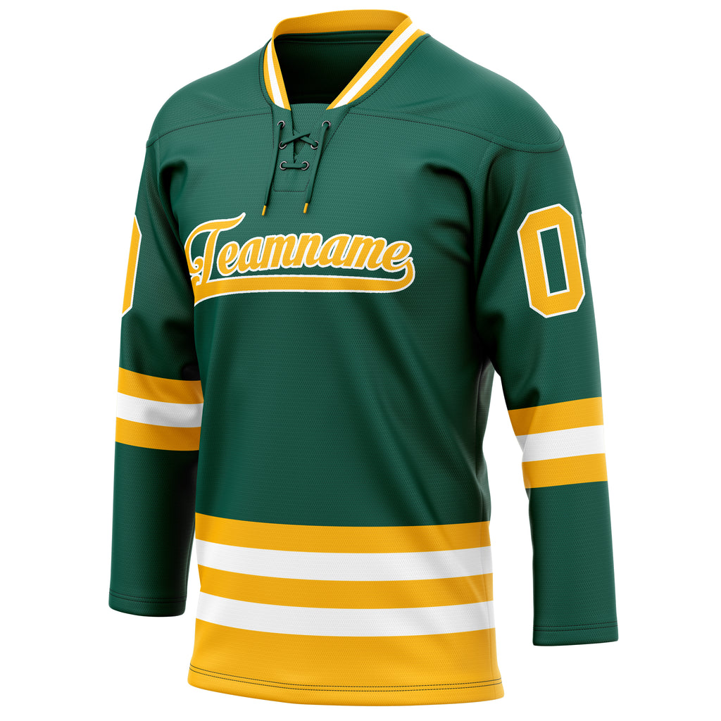 Personalized Green & Gold Solid Colour Hockey Jersey