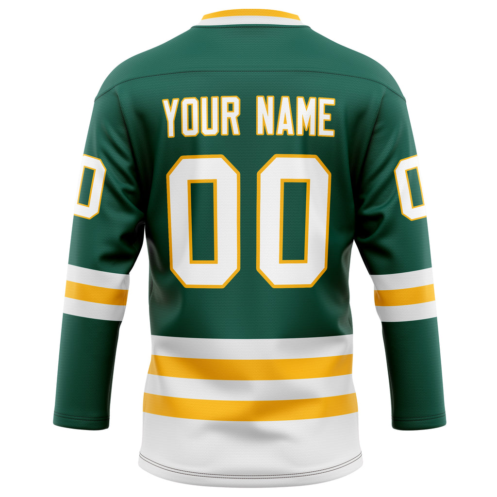 Personalized Green & White Solid Colour Hockey Jersey