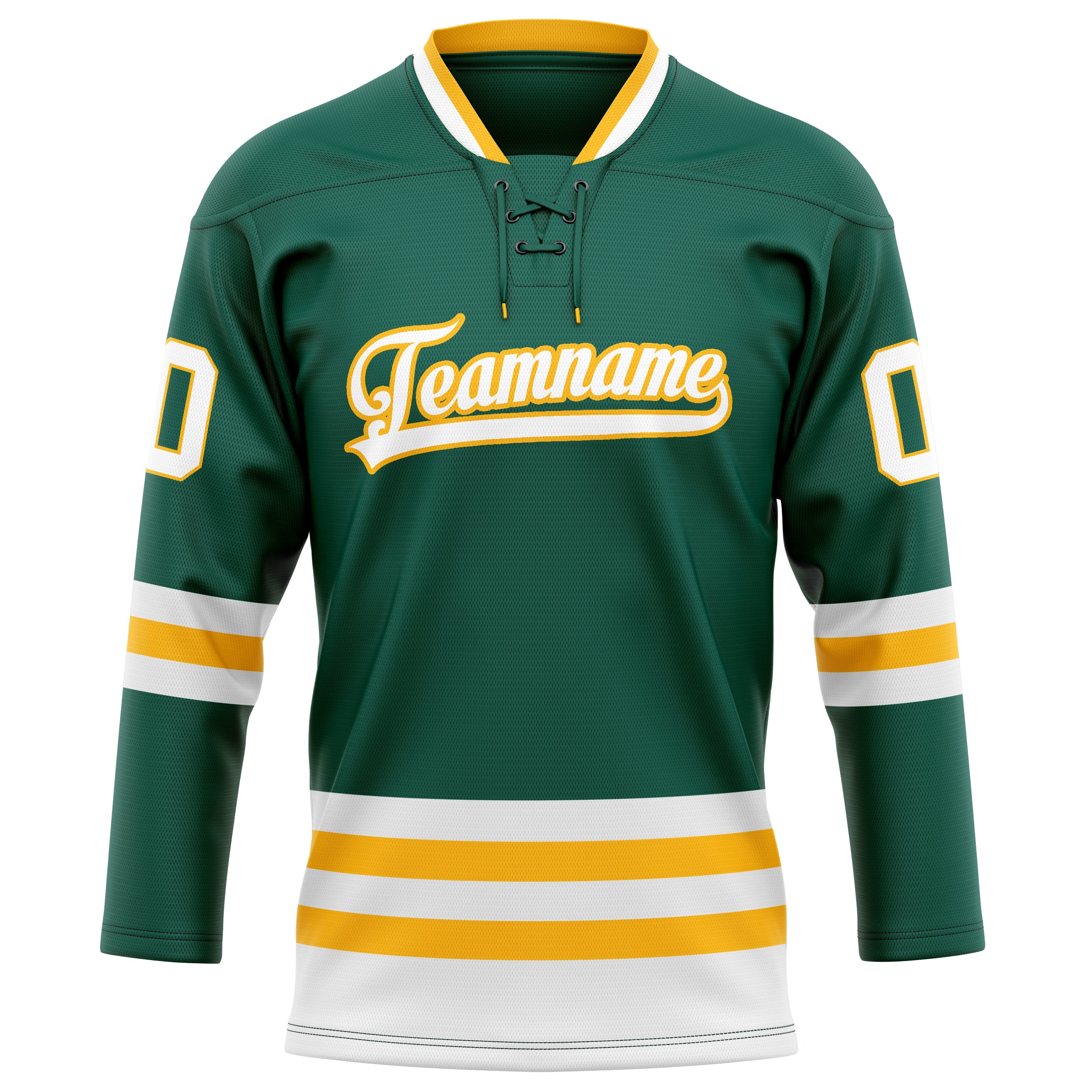Personalized Green & White Solid Colour Hockey Jersey