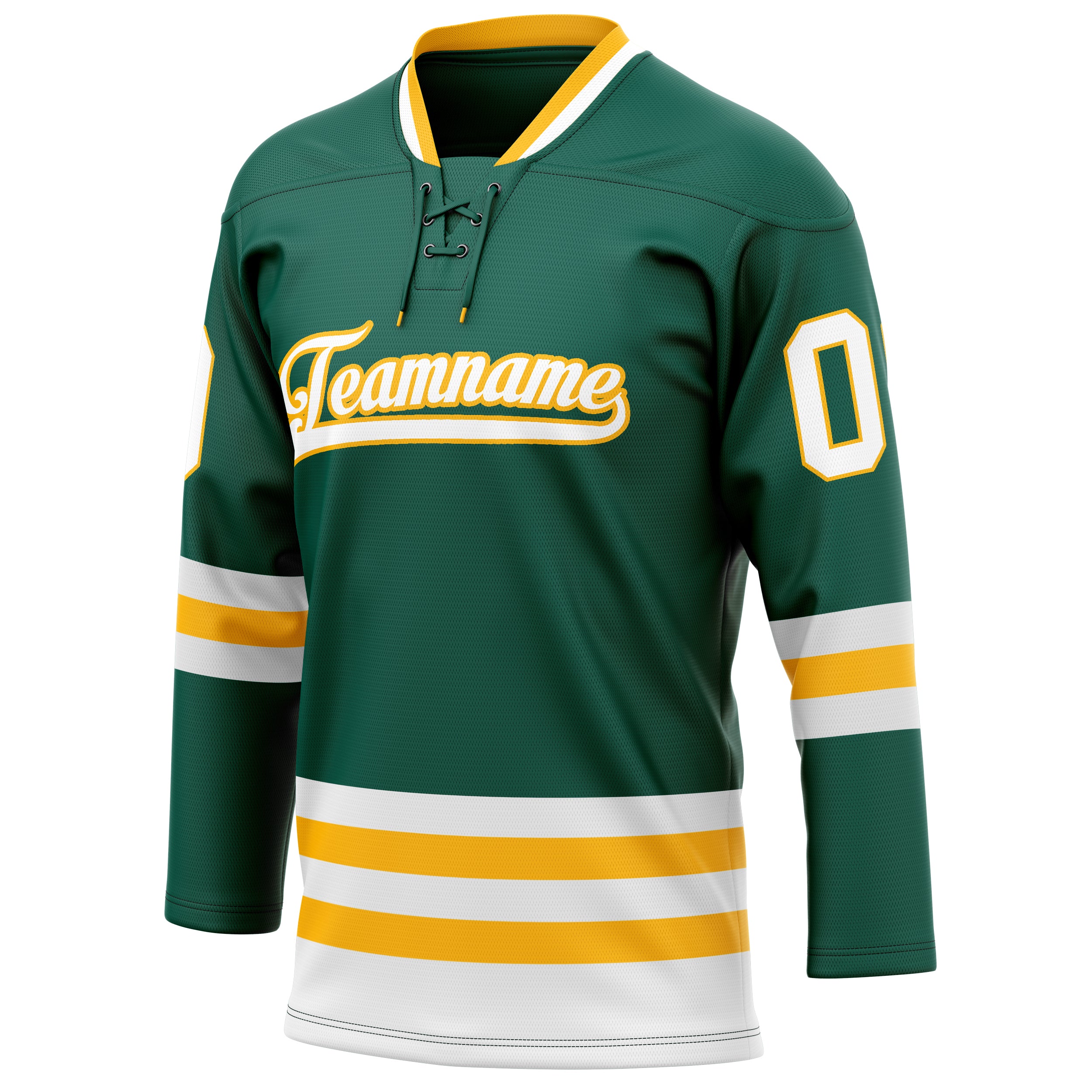 Personalized Green & White Solid Colour Hockey Jersey