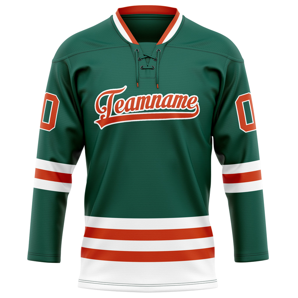 Personalized Green & Red Solid Colour Hockey Jersey